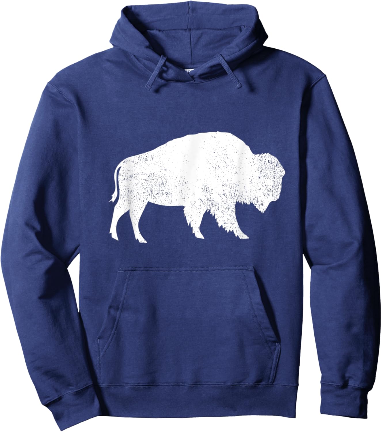 Distressed Bison Silhouette Buffalo Lover Animal Hoodie - Hoodie | Navy