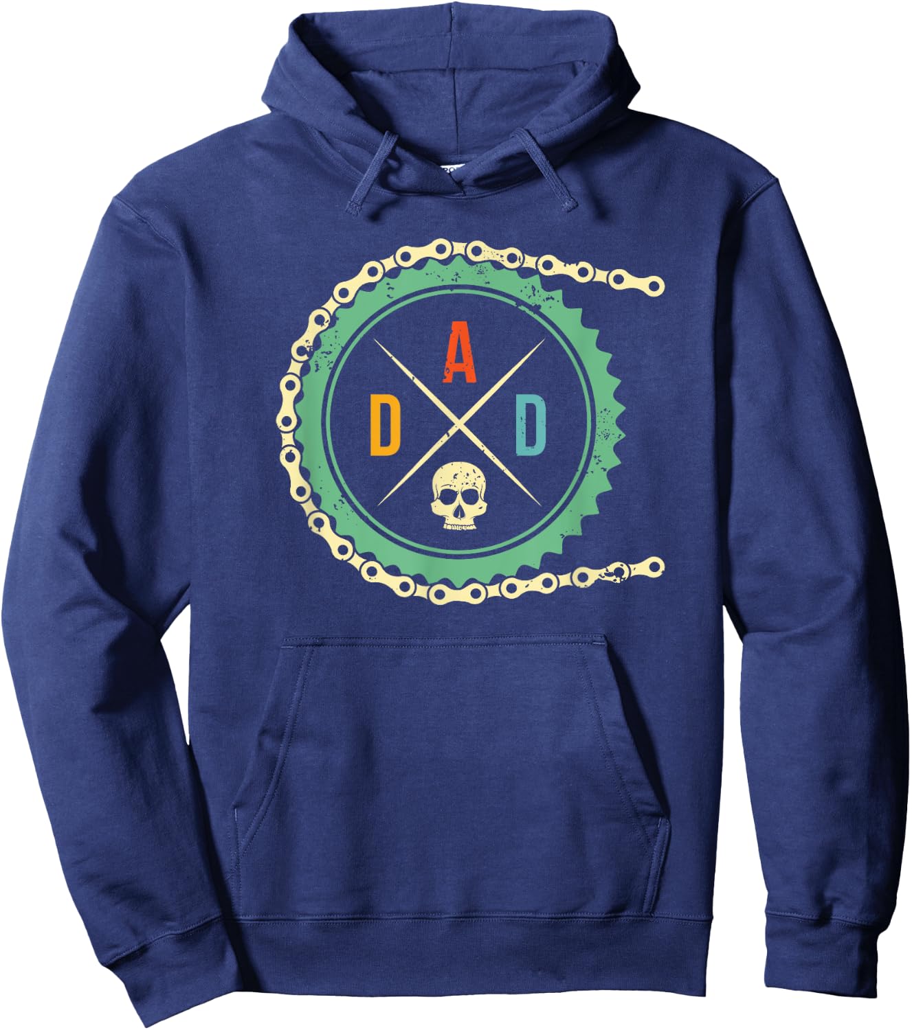 Cool Bike Skull Dad Mountain Biking MTB Riding Cycling Biker Hoodie - Hoodie | Navy
