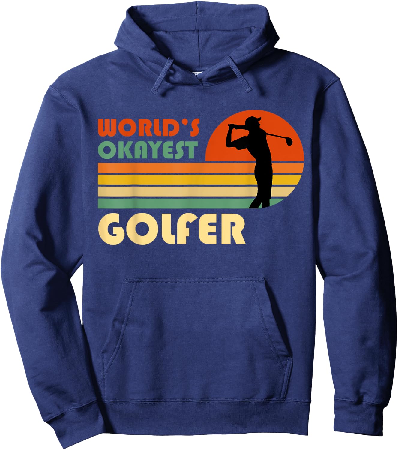 World's Okayest Golfer - Funny Golf Retro Vintage Golfing Hoodie - Hoodie | Navy