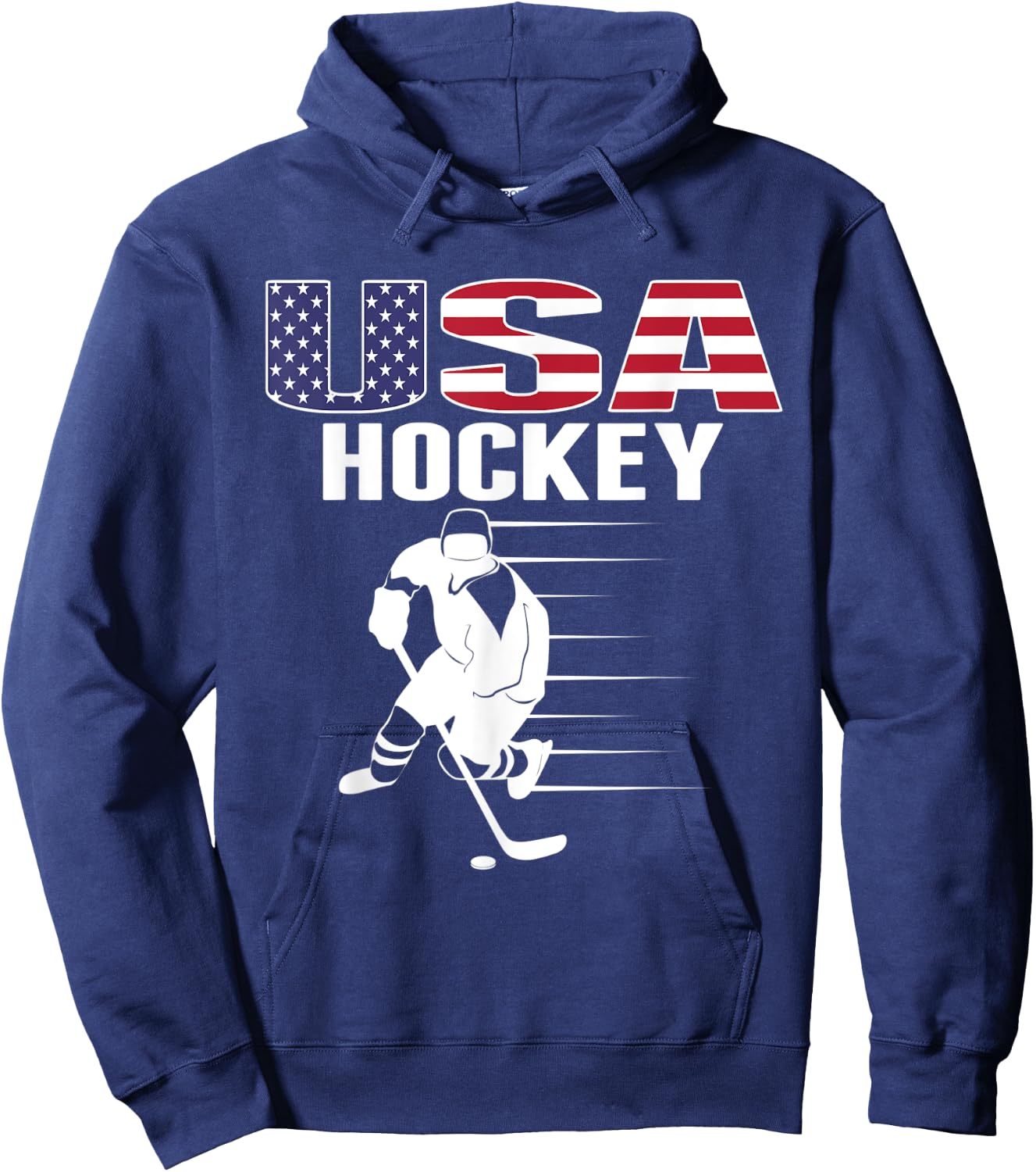 America Ice Hockey Fans Jersey USA Flag Support Hockey Team Hoodie - Hoodie | Navy
