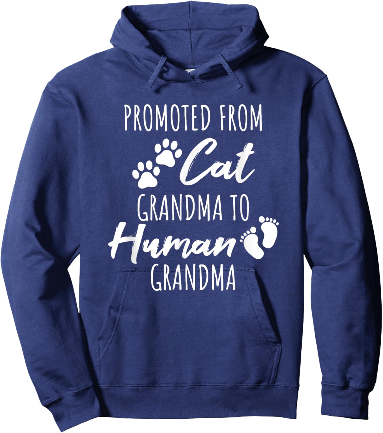 Promoted From Cat Grandma To Human Grandma Hoodie - Hoodie | Navy
