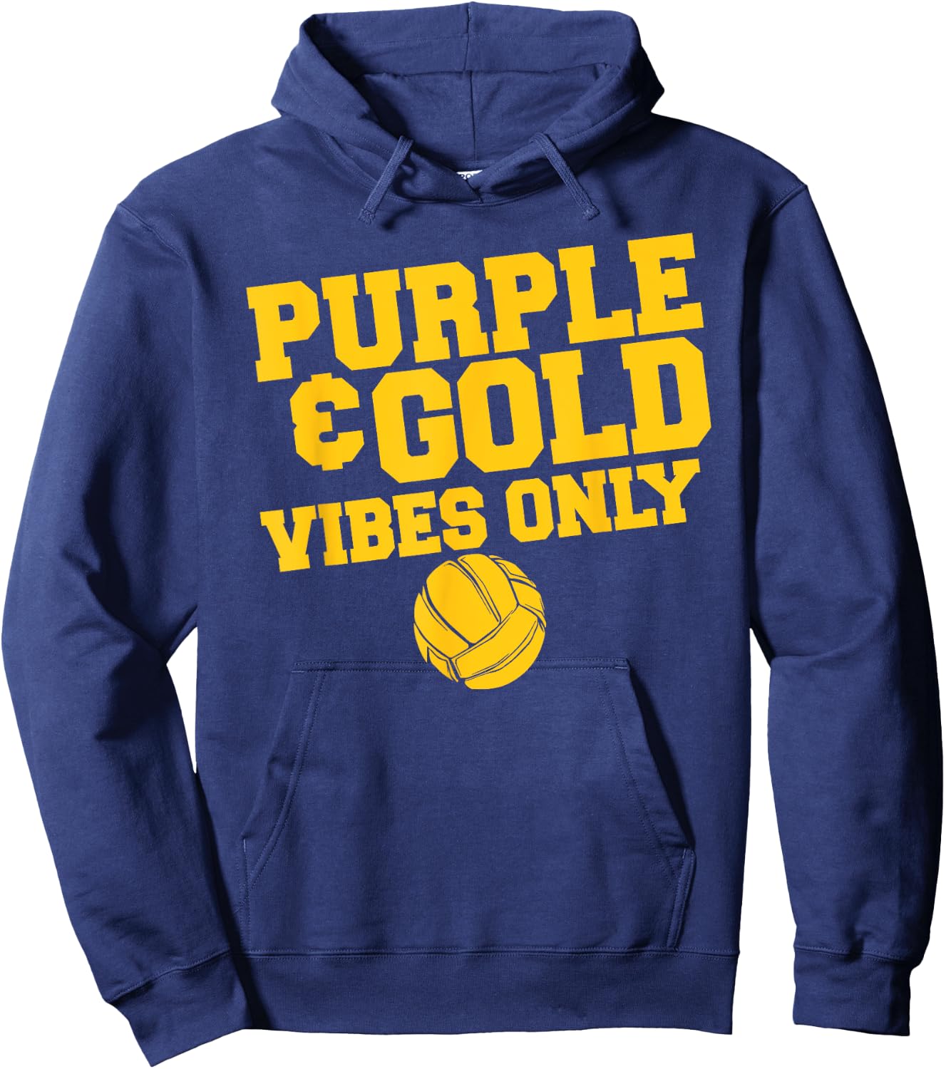Purple Gold Game Day High School Volleyball Group Team Hoodie - Hoodie | Navy