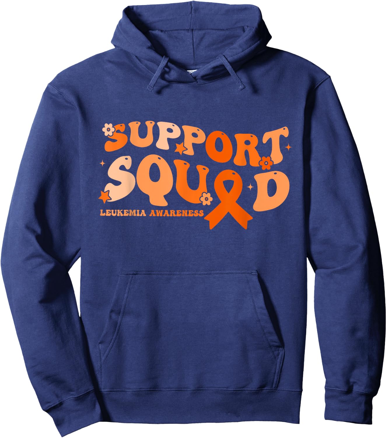 Support Squad Orange Ribbon Leukemia Blood Cancer Awareness Hoodie - Hoodie | Navy