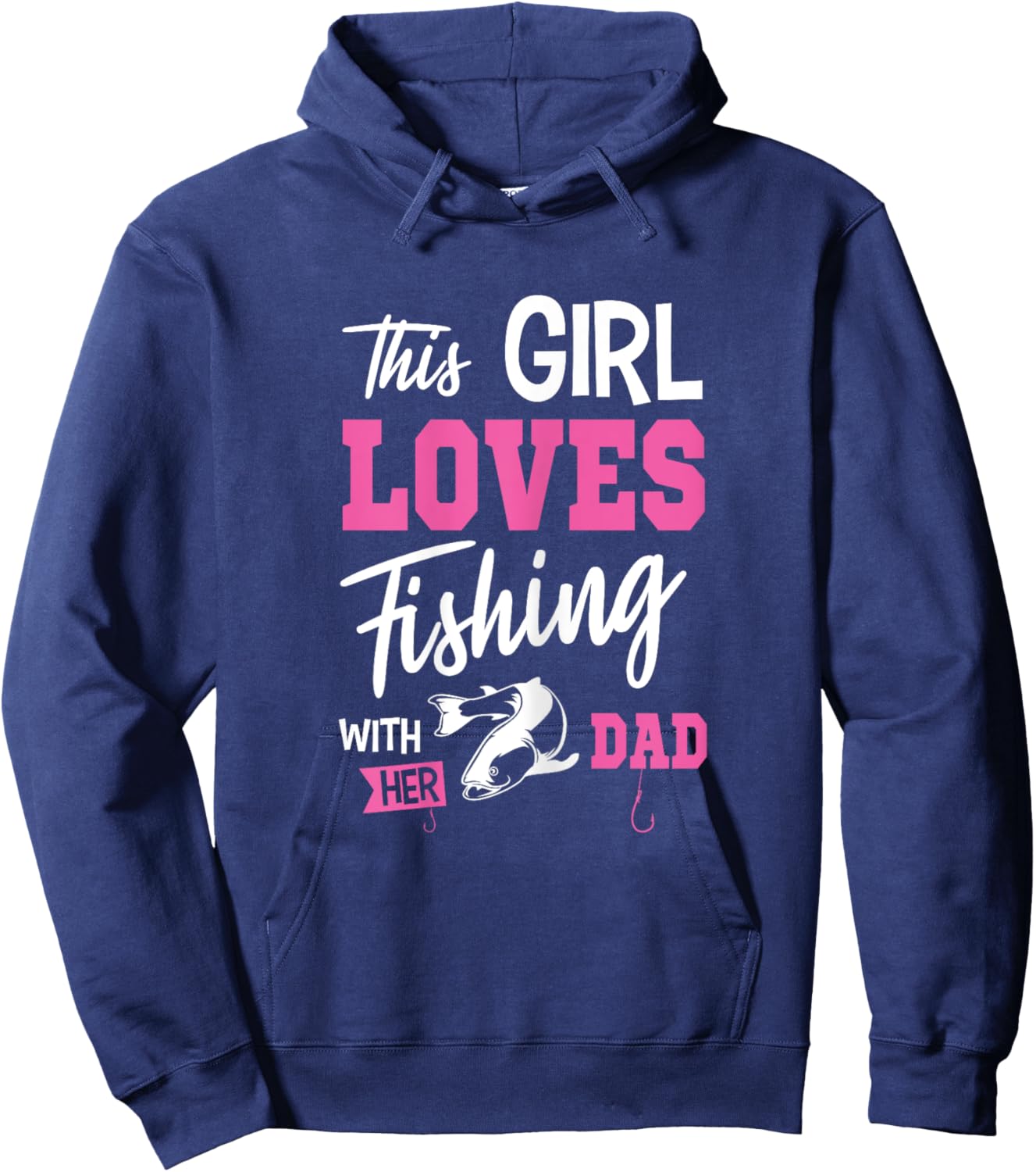 Daughter fishing with dad angler Father's Day Angel Fishing Hoodie - Hoodie | Navy