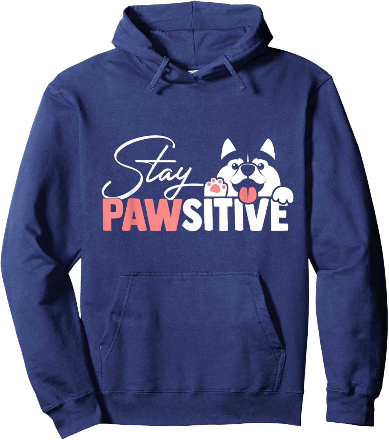 Stay Pawsitive Cute Dog and Cat Animal Paw Women Hoodie - Hoodie | Navy