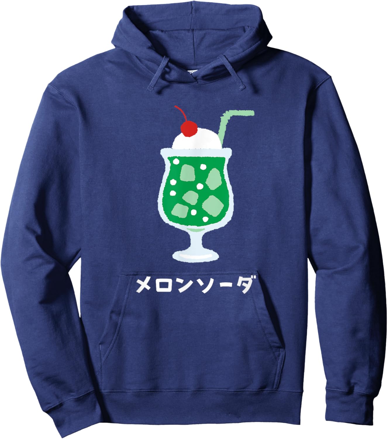 Retro Japanese Green Melon Soda Juice Drink Japan 70s 80s Hoodie - Hoodie | Navy
