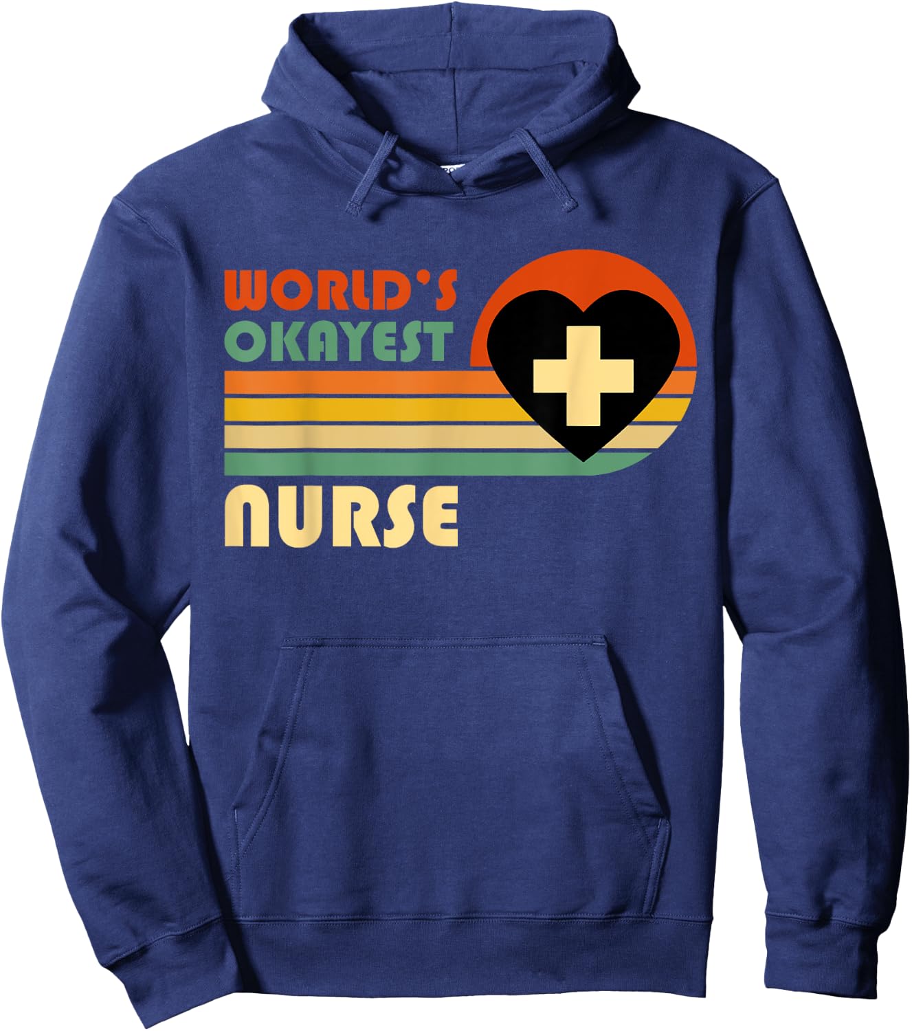 World's Okayest Nurse - Funny Retro Vintage Sunset Nurse Hoodie - Hoodie | Navy