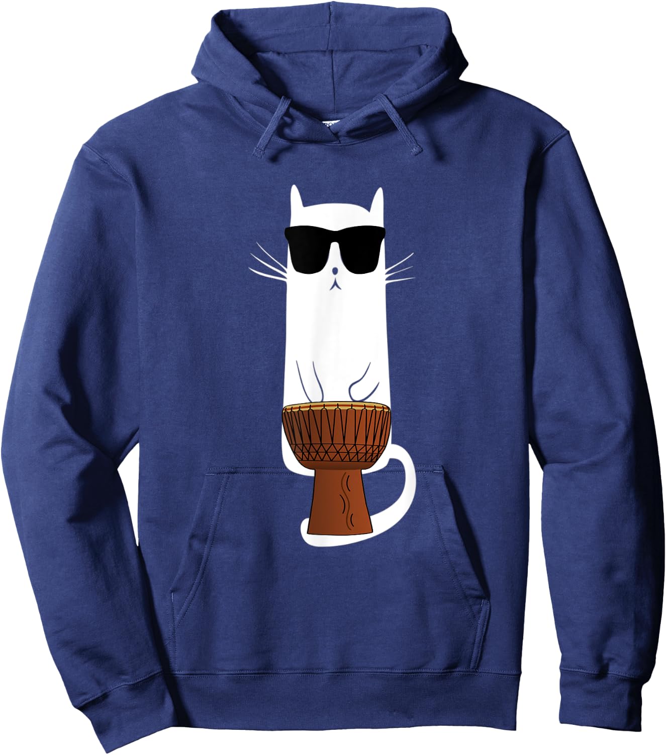 Funny Cat Wearing Sunglasses Playing Bongo's Women Kids Hoodie - Hoodie | Navy