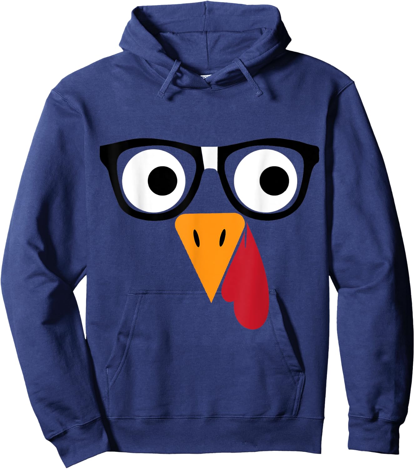 Nerdy Turkey Face with Geeky Glasses Thanksgiving Nerd Funny Hoodie - Hoodie | Navy