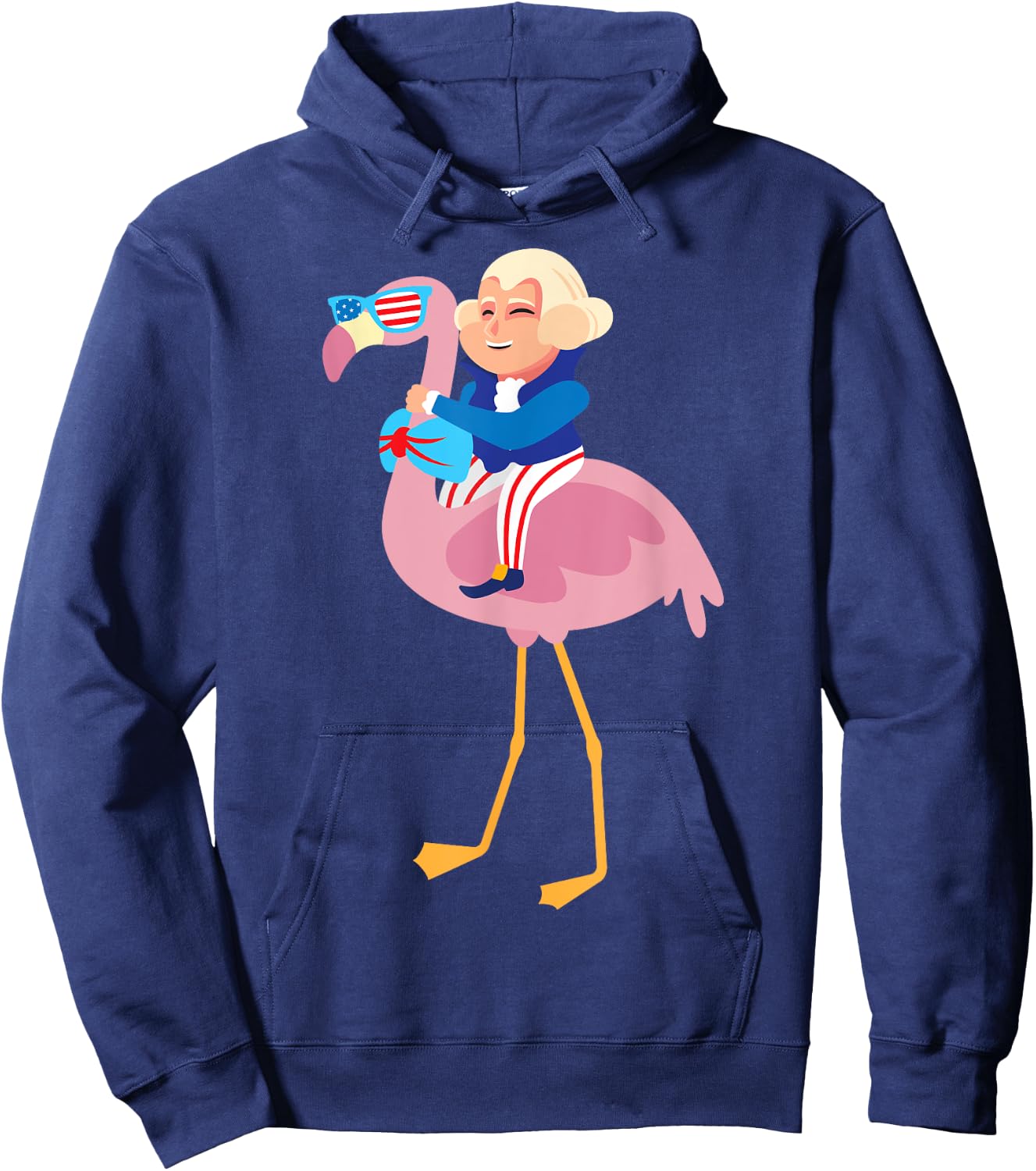 George Washington Flamingo 4th Of July American Flag Gift Hoodie - Hoodie | Navy