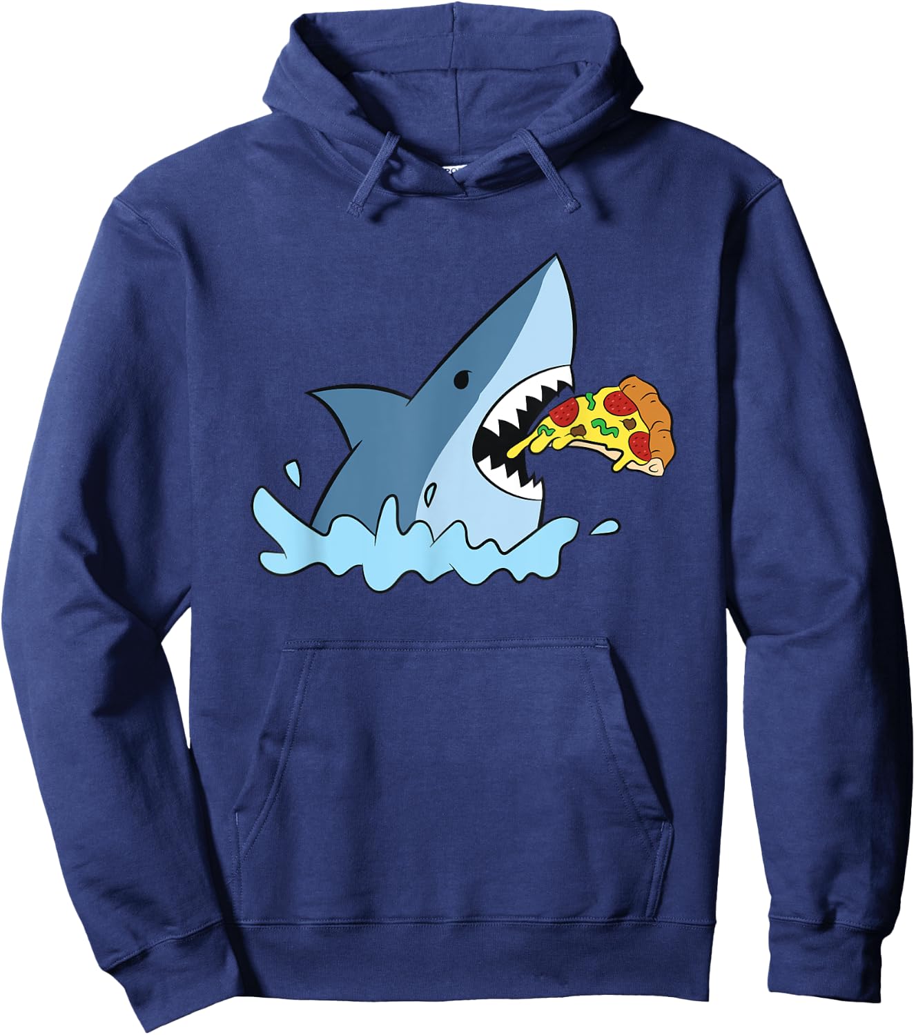 Shark Eating Pizza Kids Fast Food Pizza Hoodie - Hoodie | Navy