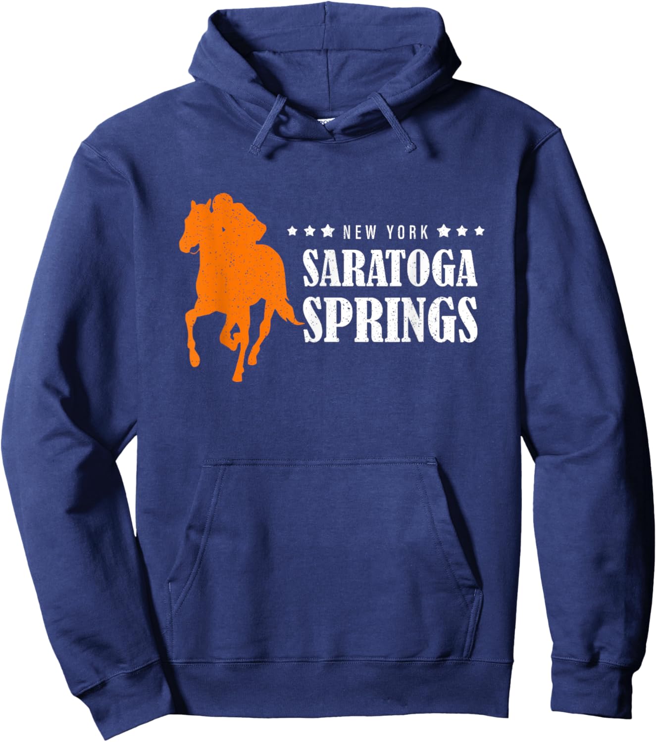 Upstate New York Saratoga Springs Horse Racing Vintage Hoodie - Hoodie | Navy
