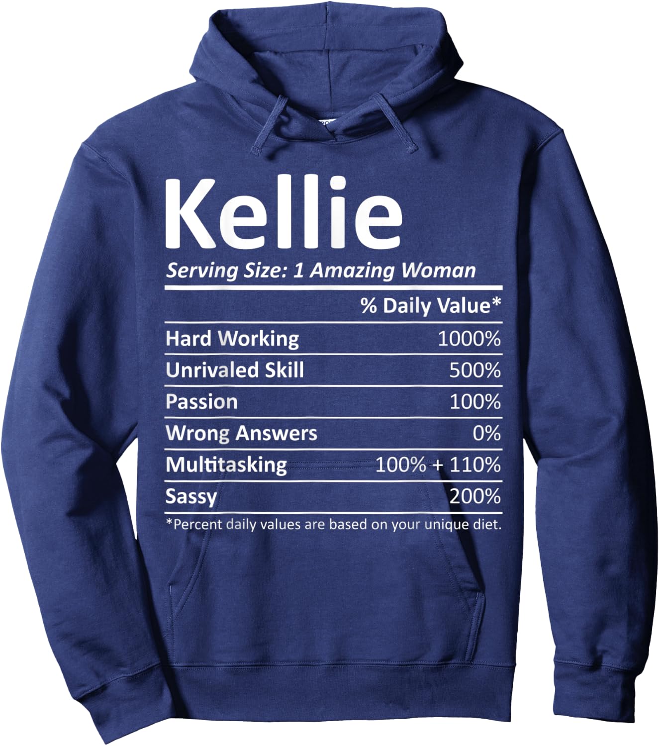 KELLIE Nutrition Personalized Name Funny Christmas Gift Hoodie - Hoodie | Navy