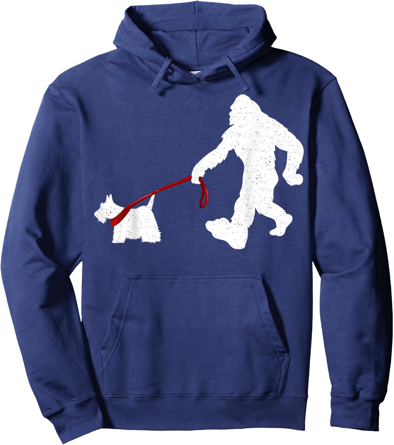 Funny Bigfoot Walking With Scottish Terrier Dog Gifts Women Girls Kids Hoodie - Hoodie | Navy