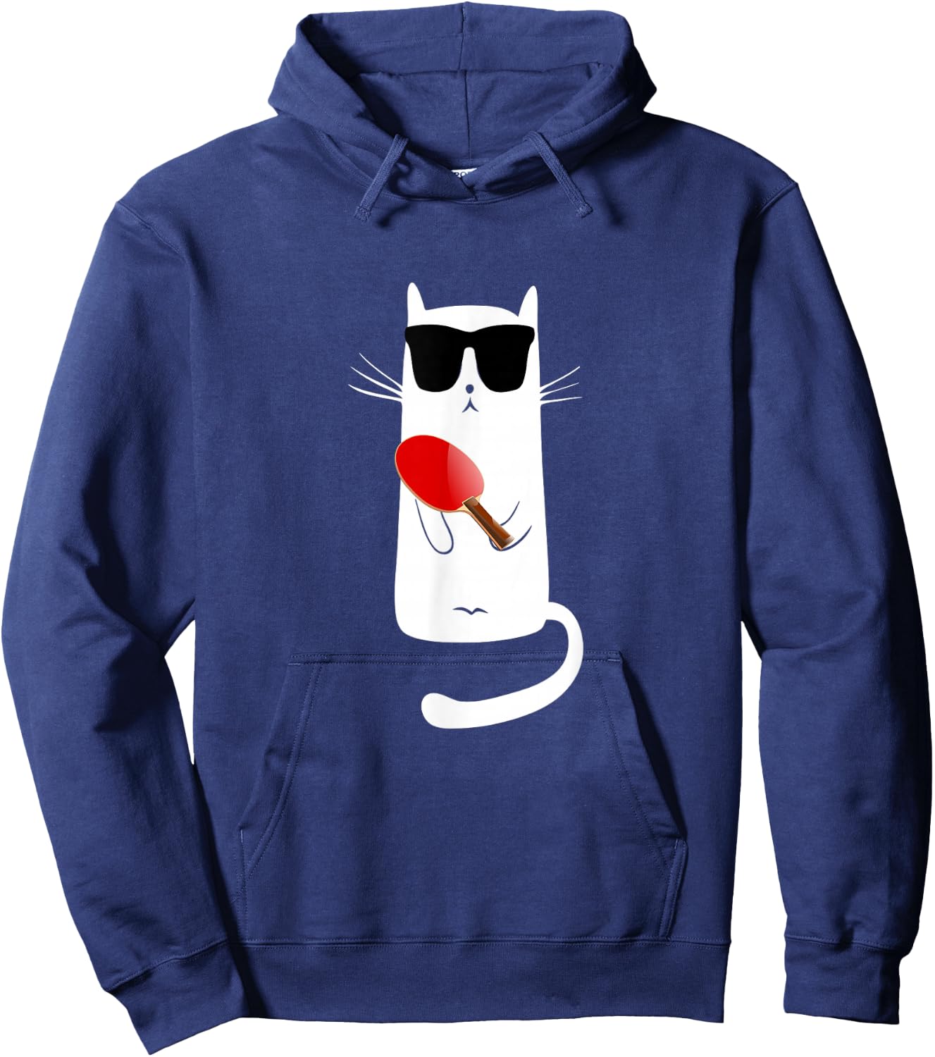 Funny Cat Wearing Sunglasses Playing Ping Pong Hoodie - Hoodie | Navy