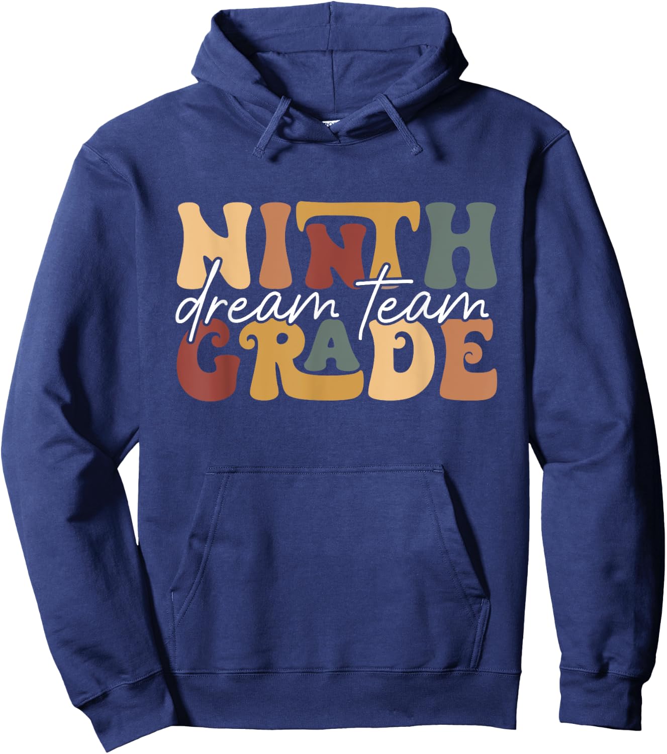 Retro Ninth Grade Dream Team Groovy Teacher Back to School Hoodie - Hoodie | Navy