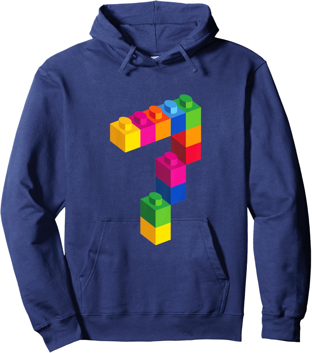 7 Year Old Building Blocks Birthday T Shirt Bricks 7th Gift Hoodie - Hoodie | Navy