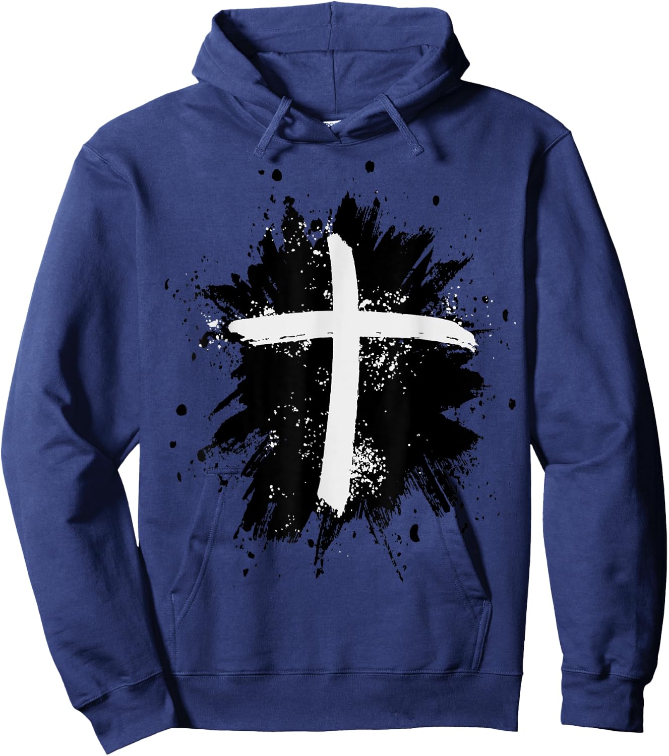 Black and White Jesus Cross Religion Sign Hoodie - Hoodie | Navy