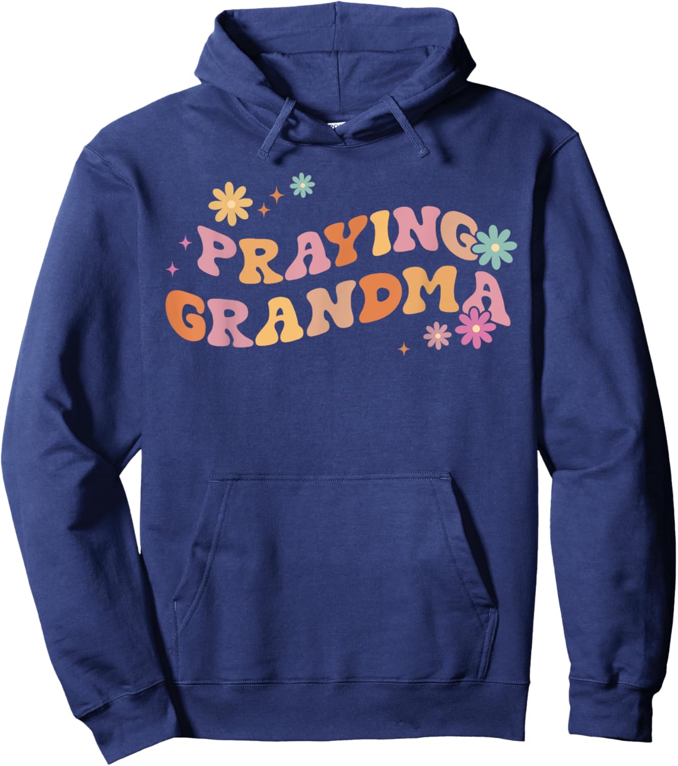 Christian Mother's Day Groovy Flower Prayer Praying Grandma Hoodie - Hoodie | Navy