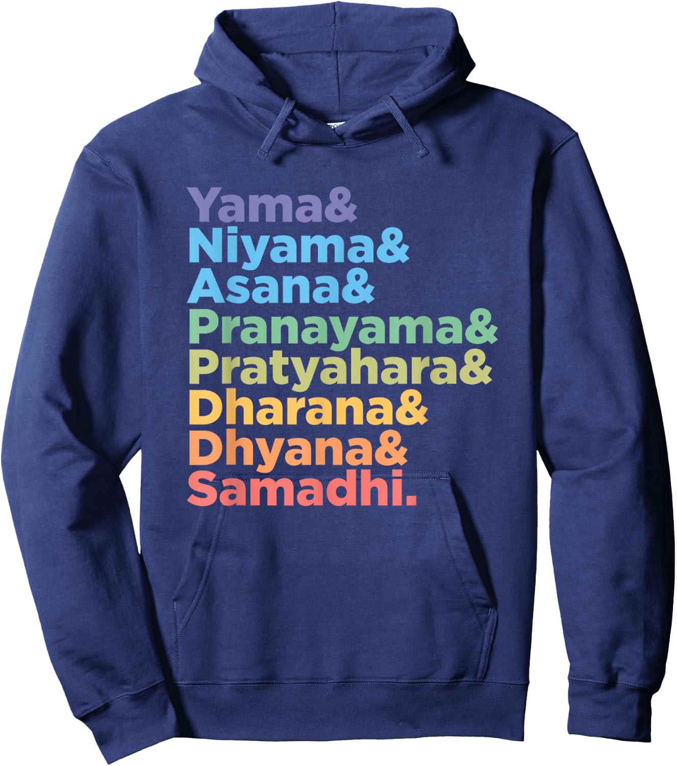Raja Yoga Practice 8 Words for Yoga Teacher and Meditation Hoodie - Hoodie | Navy