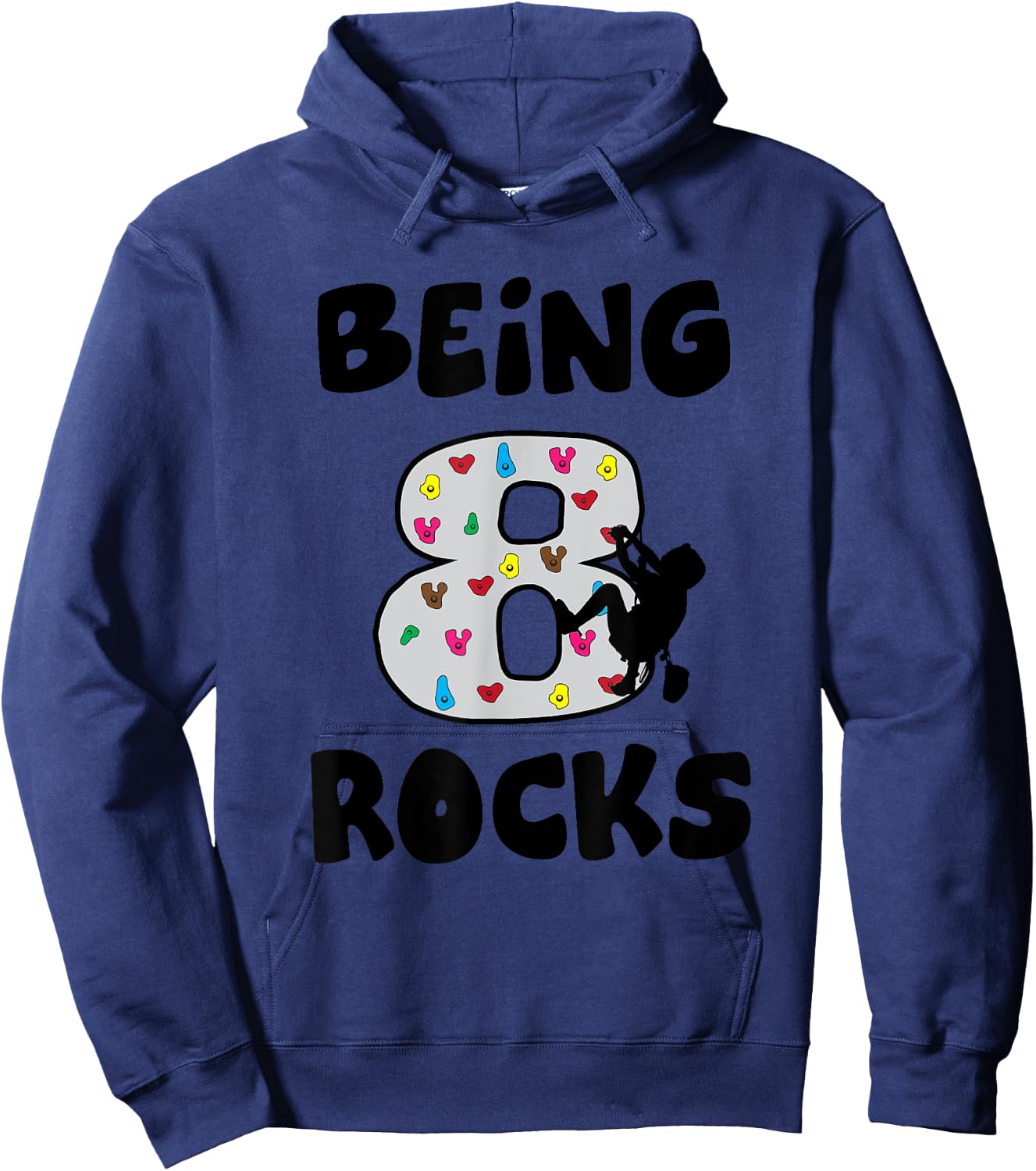 Rock Climbing Funny 8 Years Old 8th Birthday Gift Kids Hoodie - Hoodie | Navy