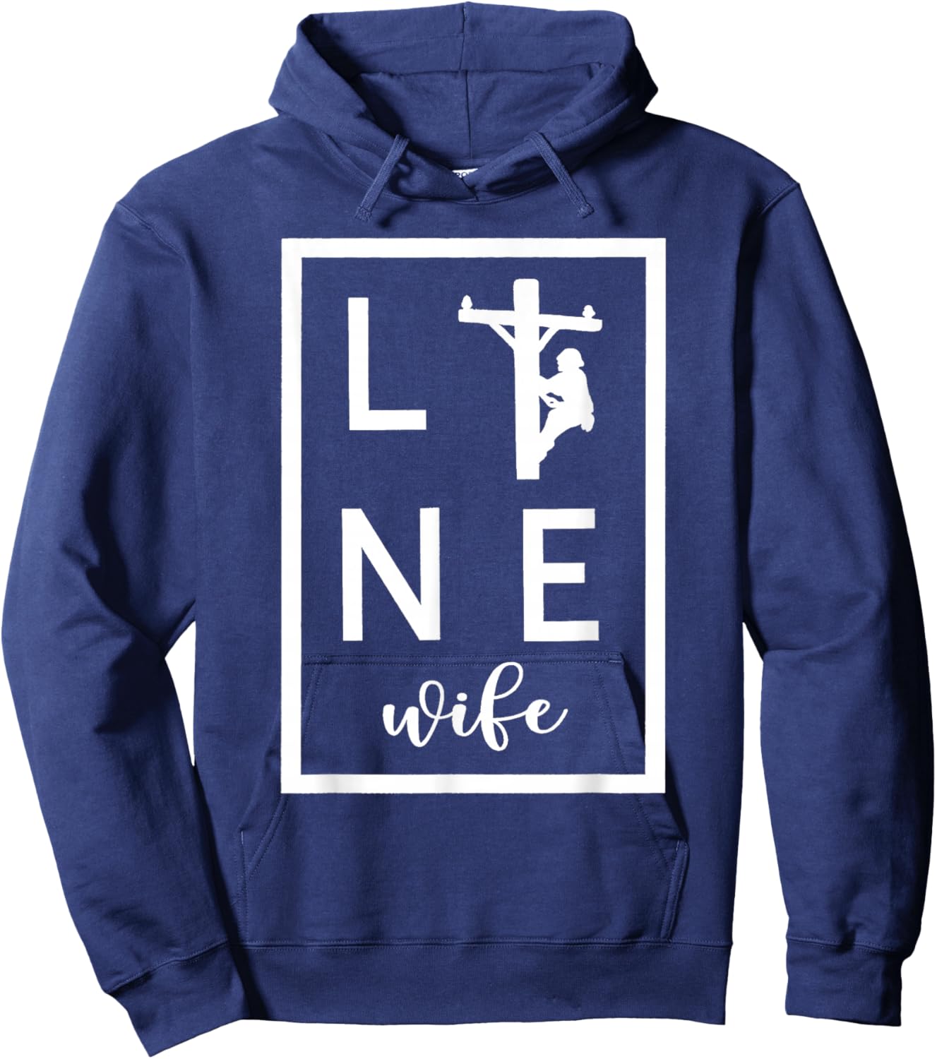 Wifey Line Wife Love My Lineman Hoodie - Hoodie | Navy