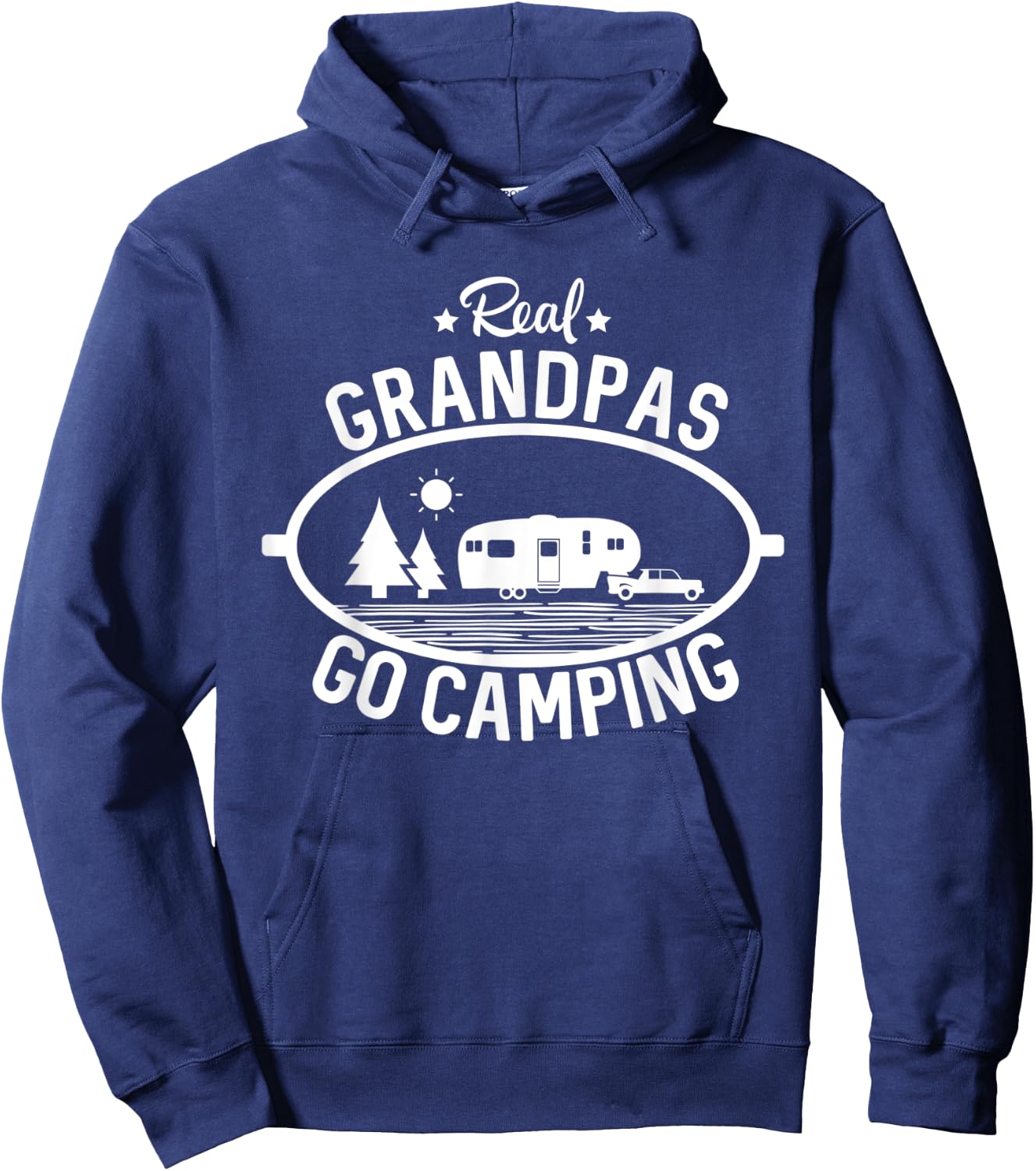 Real Grandpas Go Camping 5th Wheel Camper RV Vacation Gift Hoodie - Hoodie | Navy