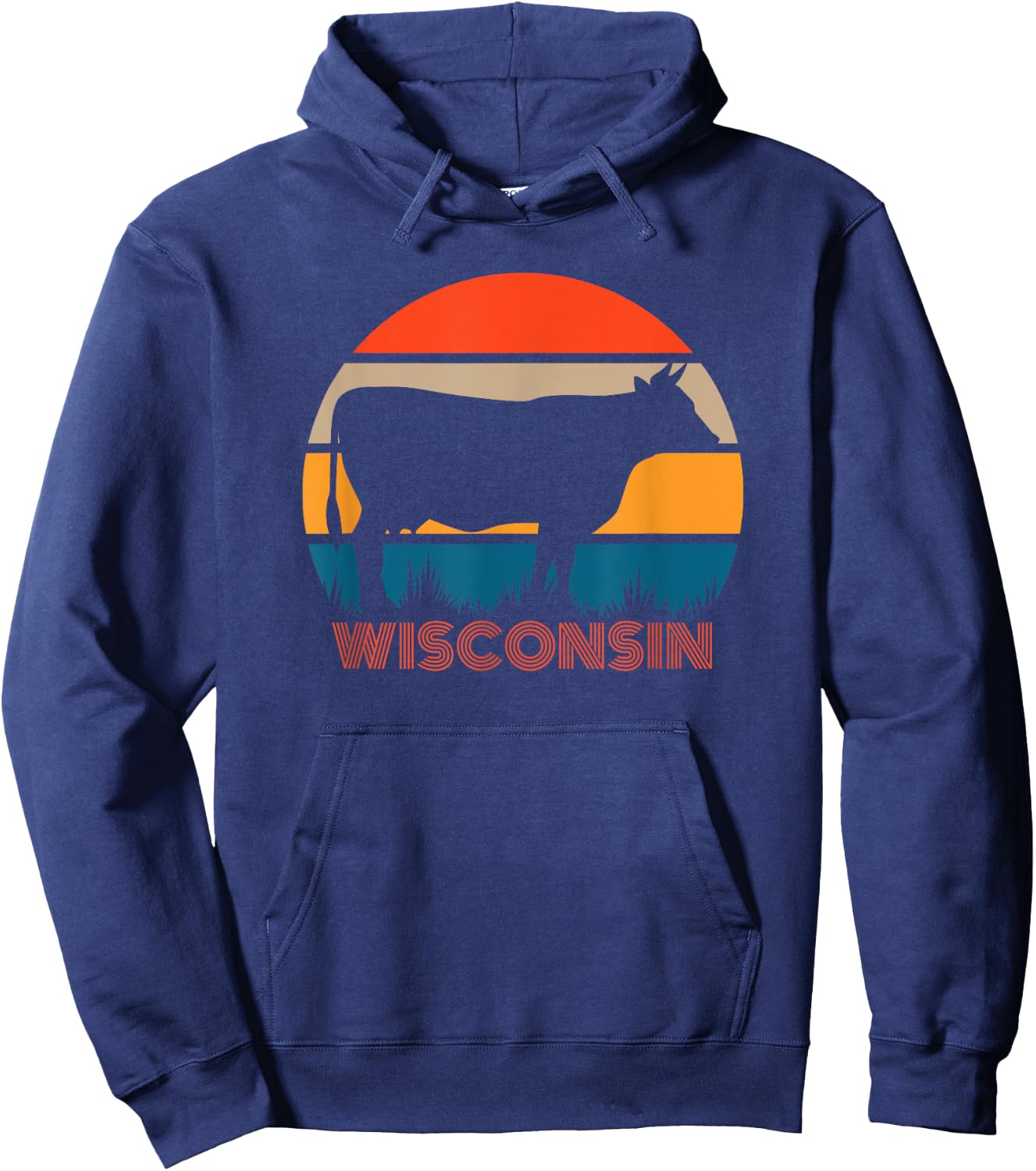 Cow Heifer Farm Owner State of Wisconsin Dairy Farmer Retro Hoodie - Hoodie | Navy