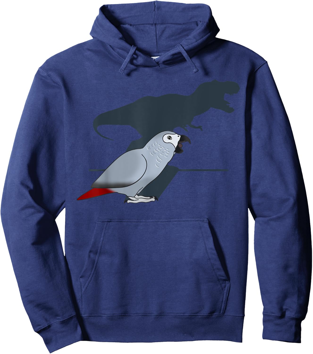 FandomizedRose Cute Screaming Parrot, Birb Memes, Funny T-Rex African Grey Hoodie - Hoodie | Navy