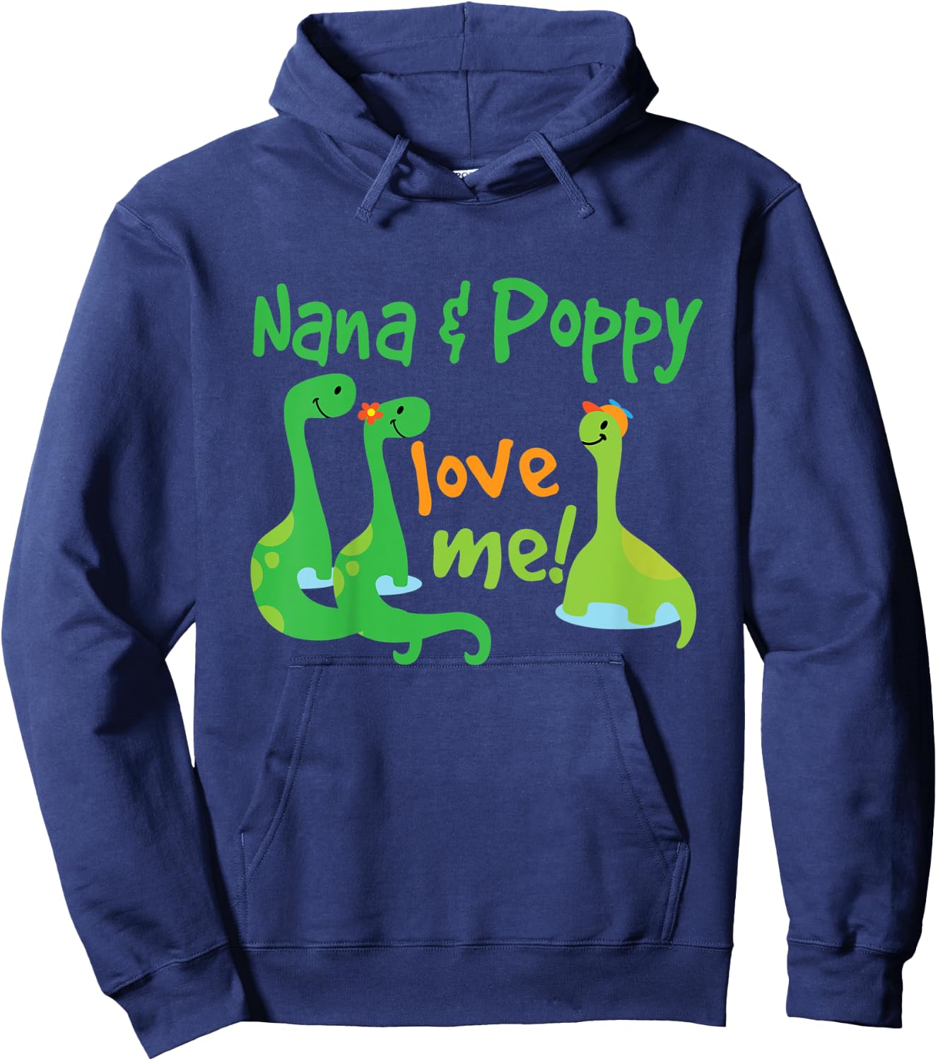 Kids Nana and Poppy Love Me Grandson Dinosaur Hoodie - Hoodie | Navy