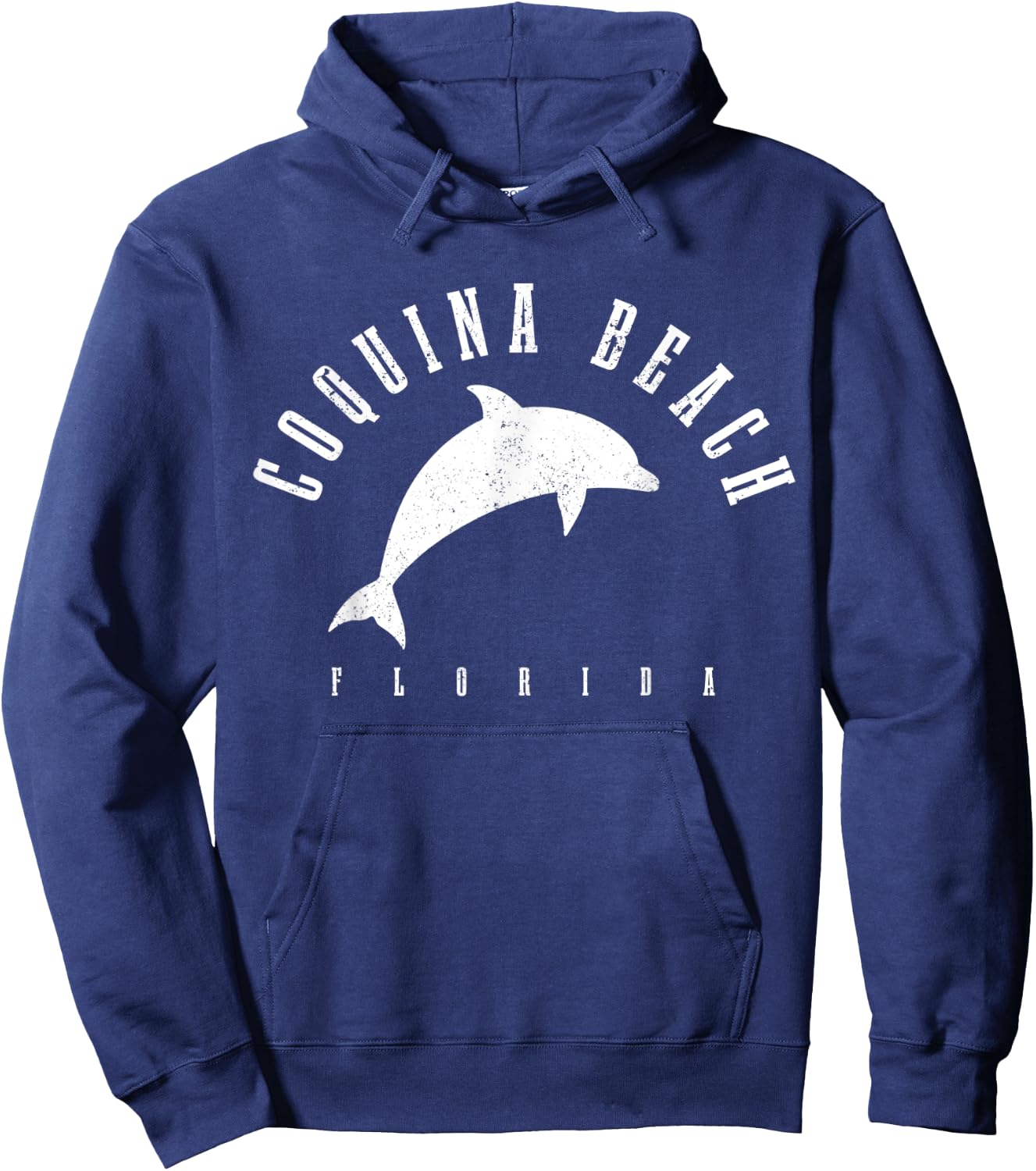 Coquina Beach Florida FL Vintage Dolphin Vacation Women Kids Hoodie - Hoodie | Navy