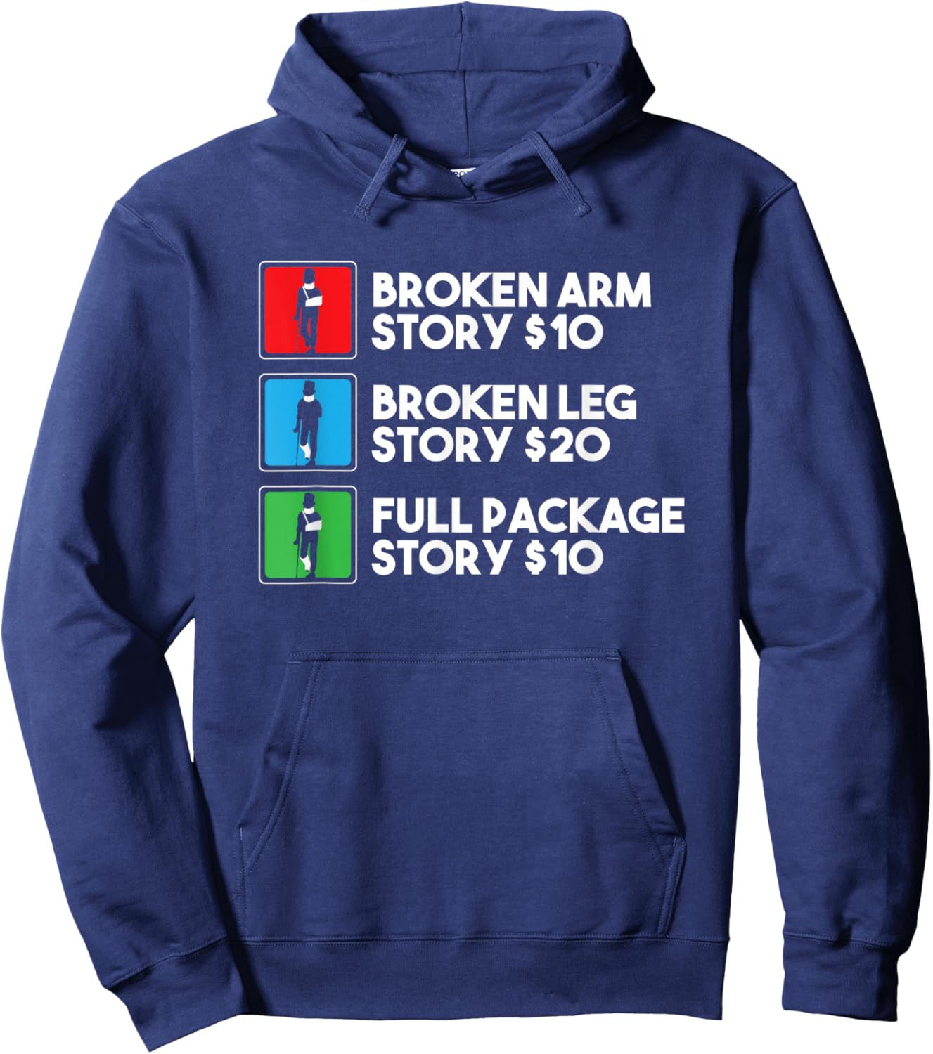Broken Arm Leg Story Stunt Double Performer Funny Stuntman Hoodie - Hoodie | Navy