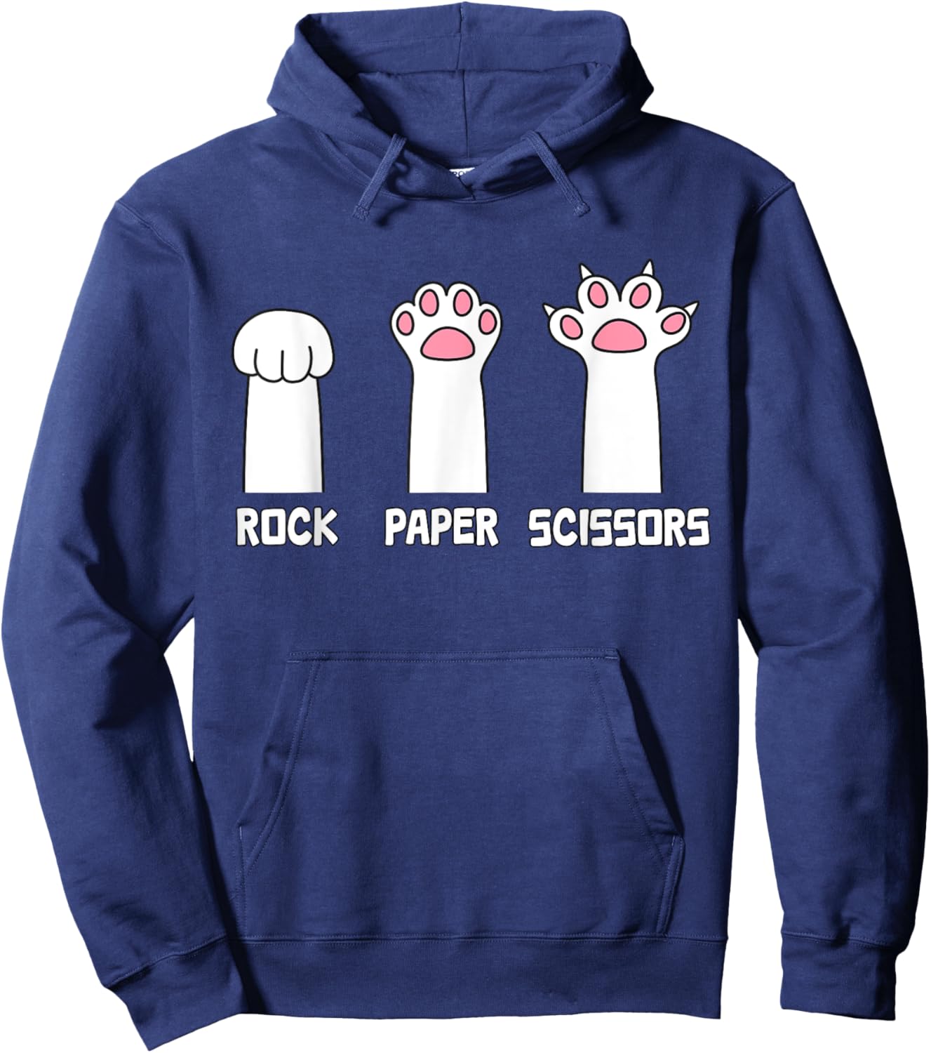 Rock Paper Scissors Cat - Paws Game Cute Paw Funny Cat Hoodie - Hoodie | Navy