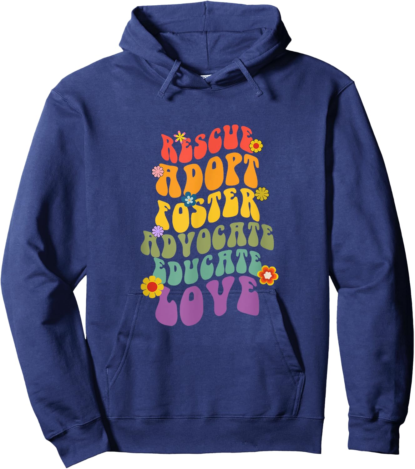 Rescue Adopt Foster Advocate Groovy Dog Mom Rescue Adoption Women Hoodie - Hoodie | Navy