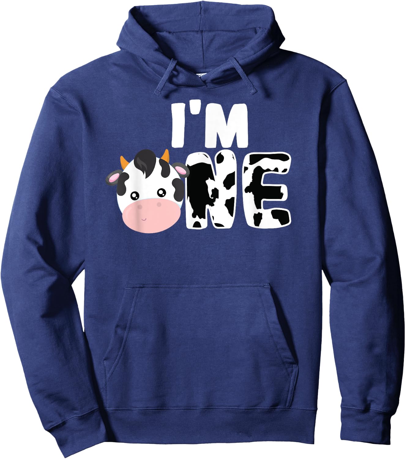 I'm One Age 1 Cow Farm Theme Birthday Gift 1 Yrs Old Shirt Hoodie - Hoodie | Navy