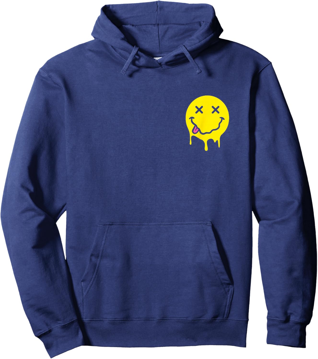 Melting Yellow Smile Funny Smiling Melted Dripping Face Cute Hoodie - Hoodie | Navy