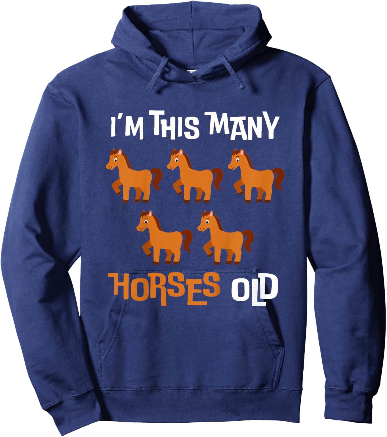 Kids I'm This Many Horses Old - Ponies 5th Birthday 5 Years old Hoodie - Hoodie | Navy