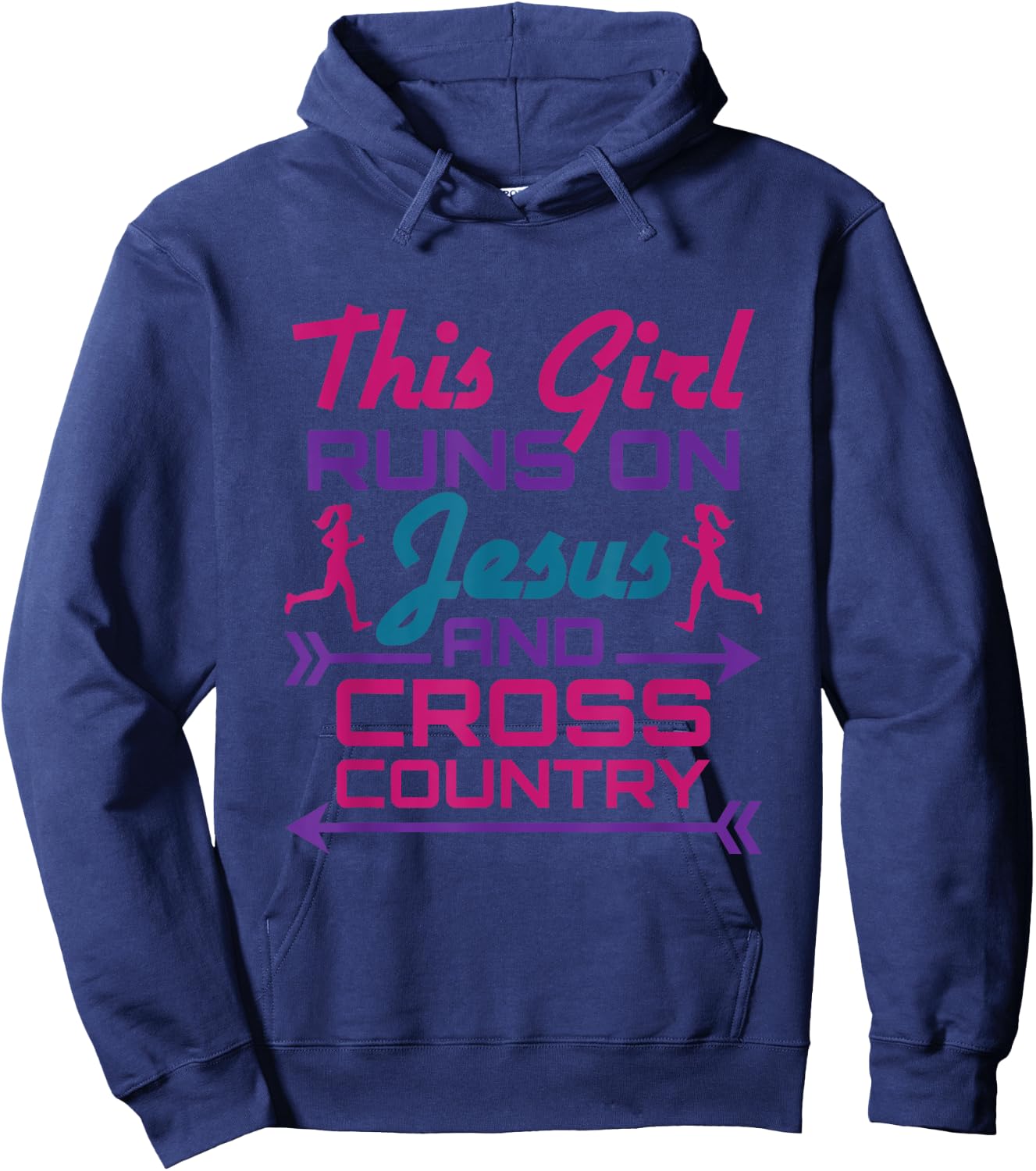 This Girl Runs on Jesus and Cross Country Cute XC Running Hoodie - Hoodie | Navy