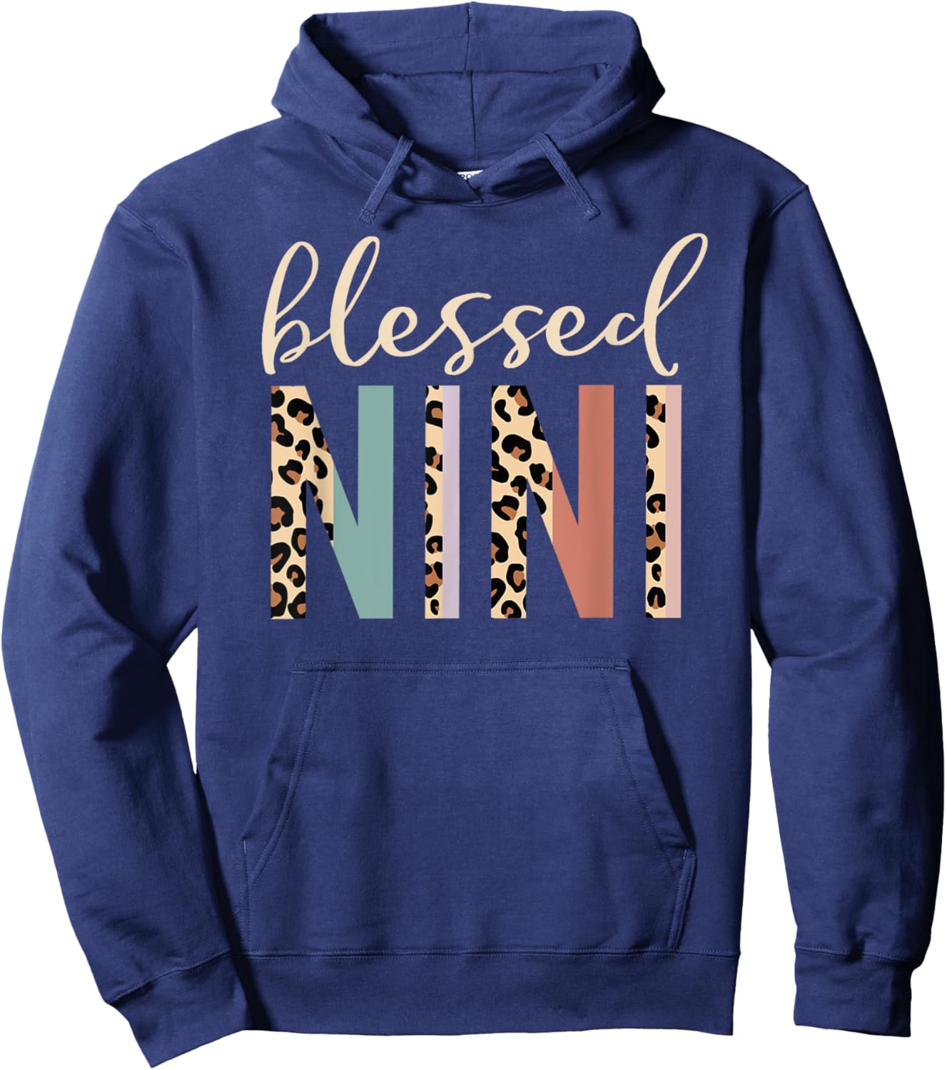 Blessed Nini Cute Leopard Print Hoodie - Hoodie | Navy