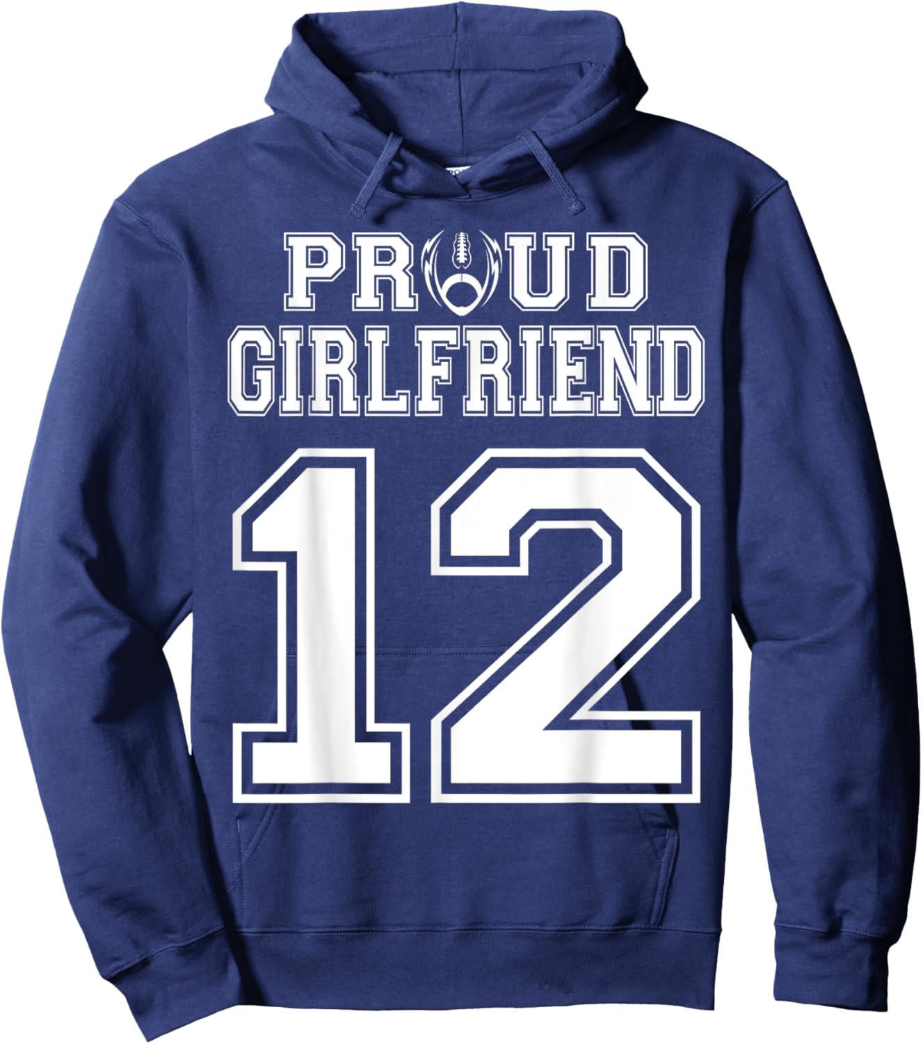 Custom Proud Football Girlfriend Number 12 Personalized Hoodie - Hoodie | Navy