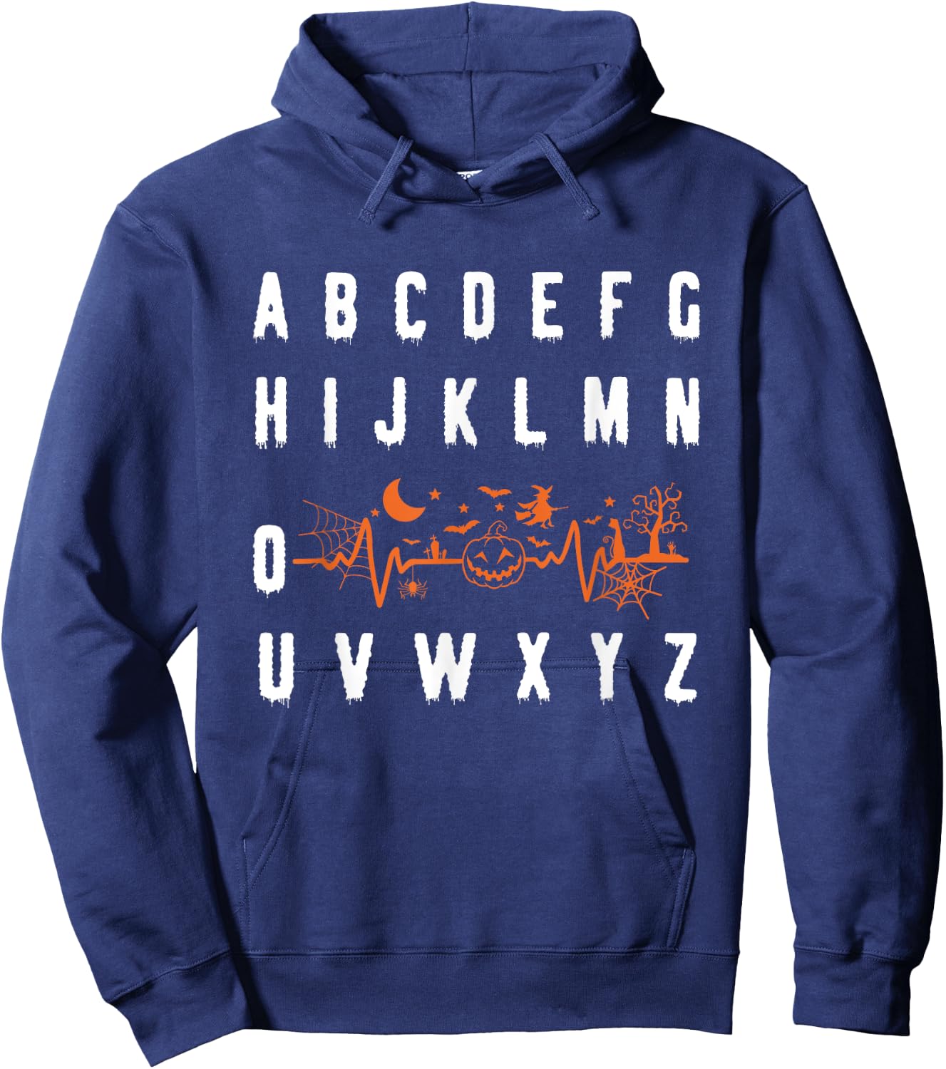 PQRST Alphabet Heartbeat Halloween nurse Hoodie - Hoodie | Navy