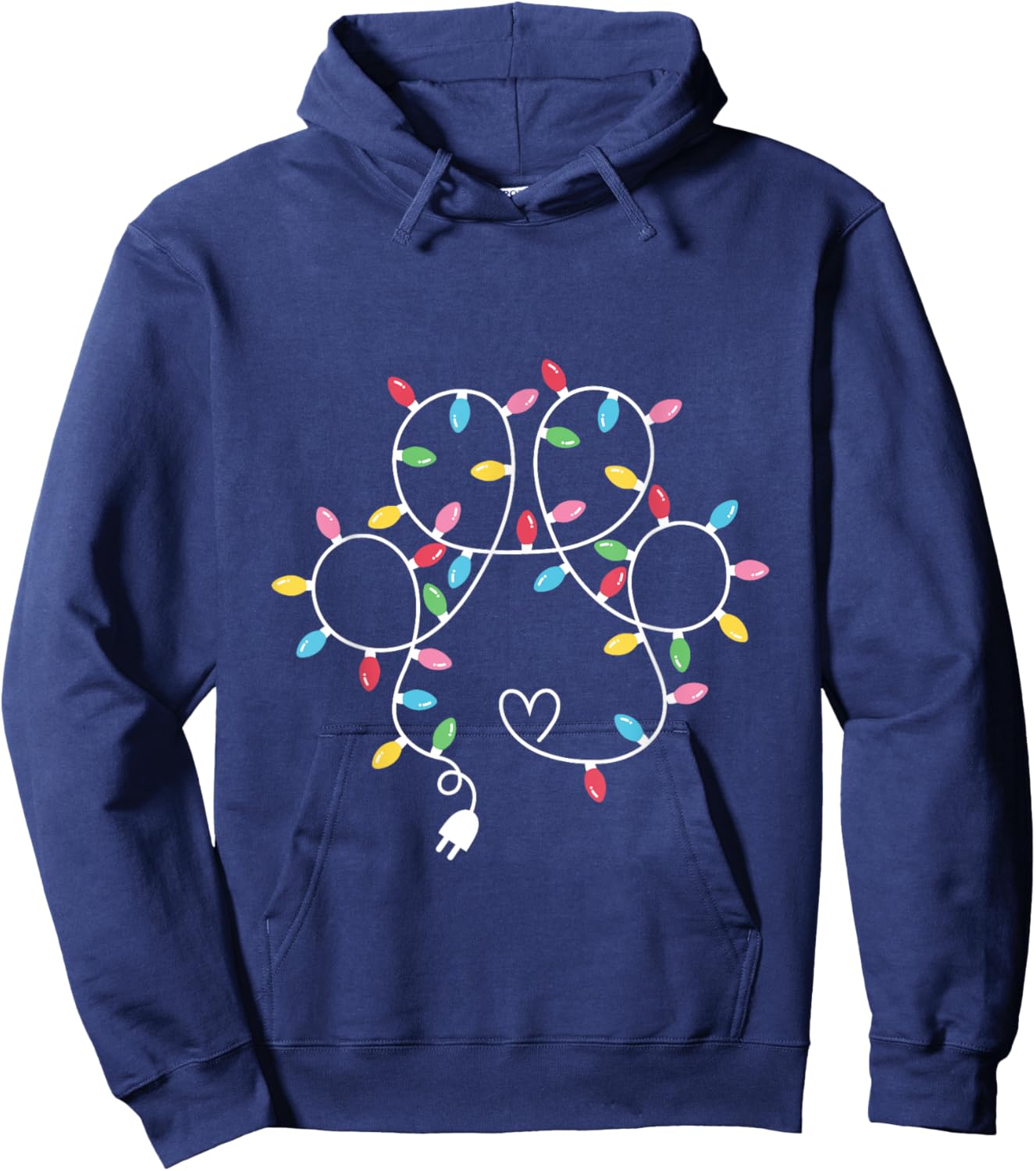 Dog Paw Print Lights Christmas Dog Lover Christmas Men Women Kids Hoodie - Hoodie | Navy