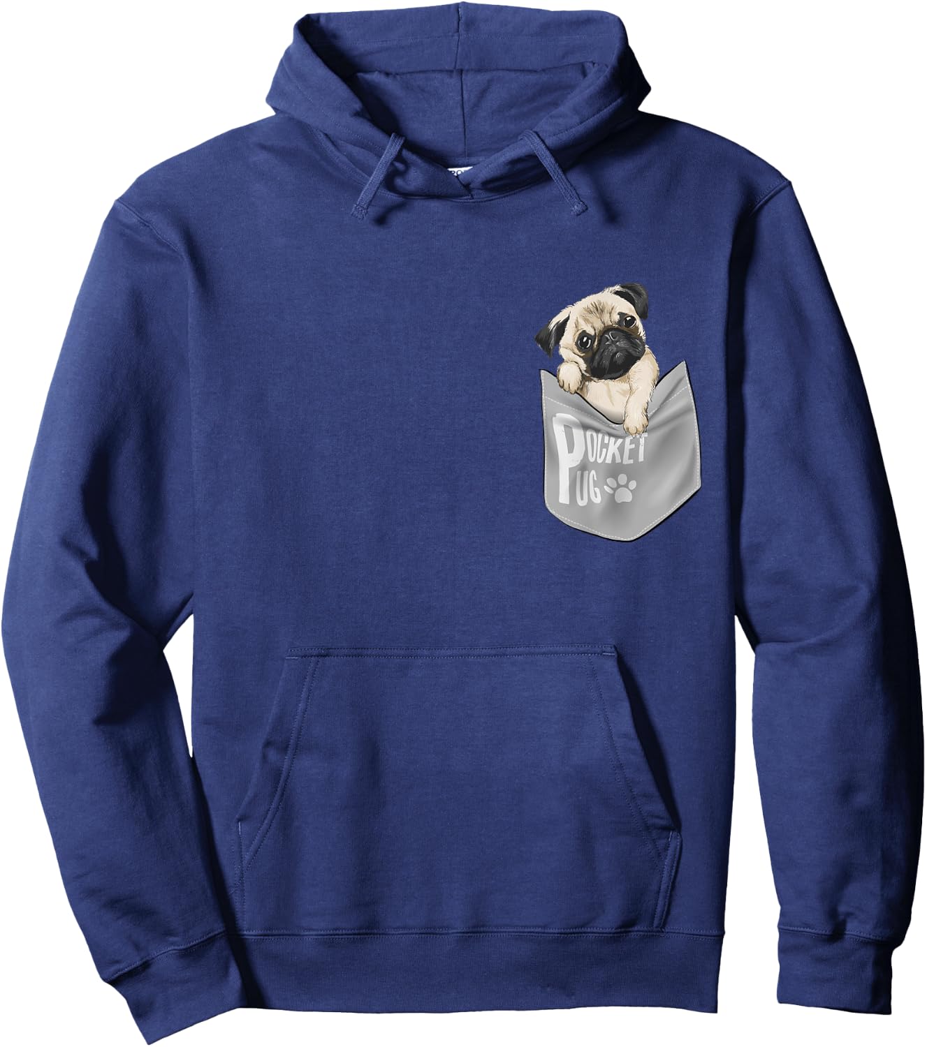 Men's Women's Kids Funny Cool Pocket Pug Pets Graphic Design Hoodie - Hoodie | Navy