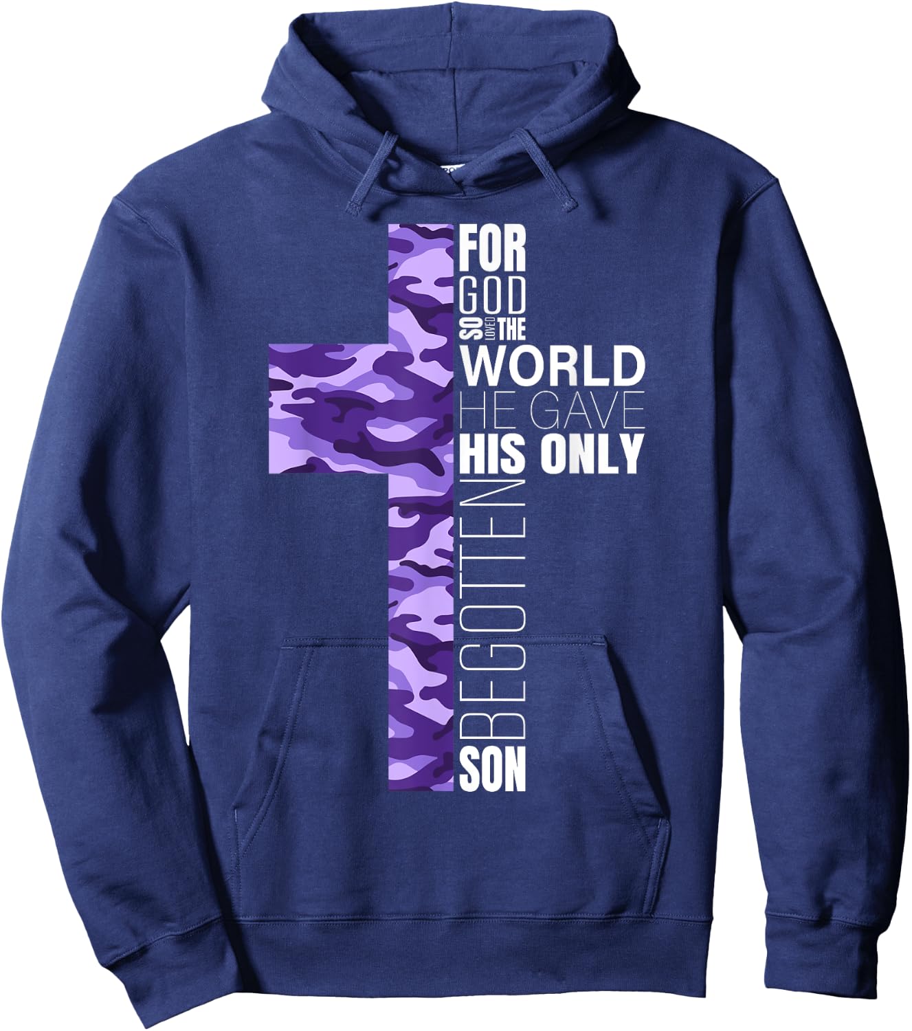 Cute Purple Camo Christian Cross Gifts Women Men Kids Verse Hoodie - Hoodie | Navy