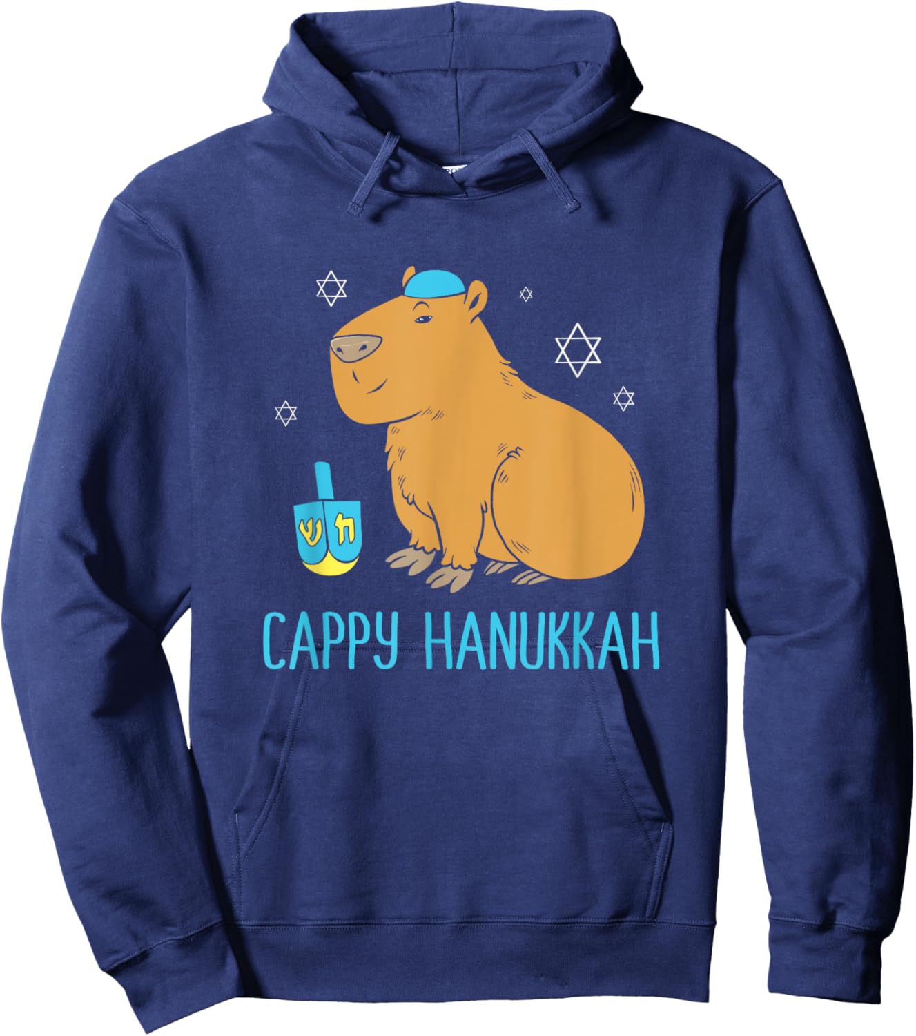 Hanukkah Capybara Dreidel Game Cute Cappy Hanukkah Hoodie - Hoodie | Navy