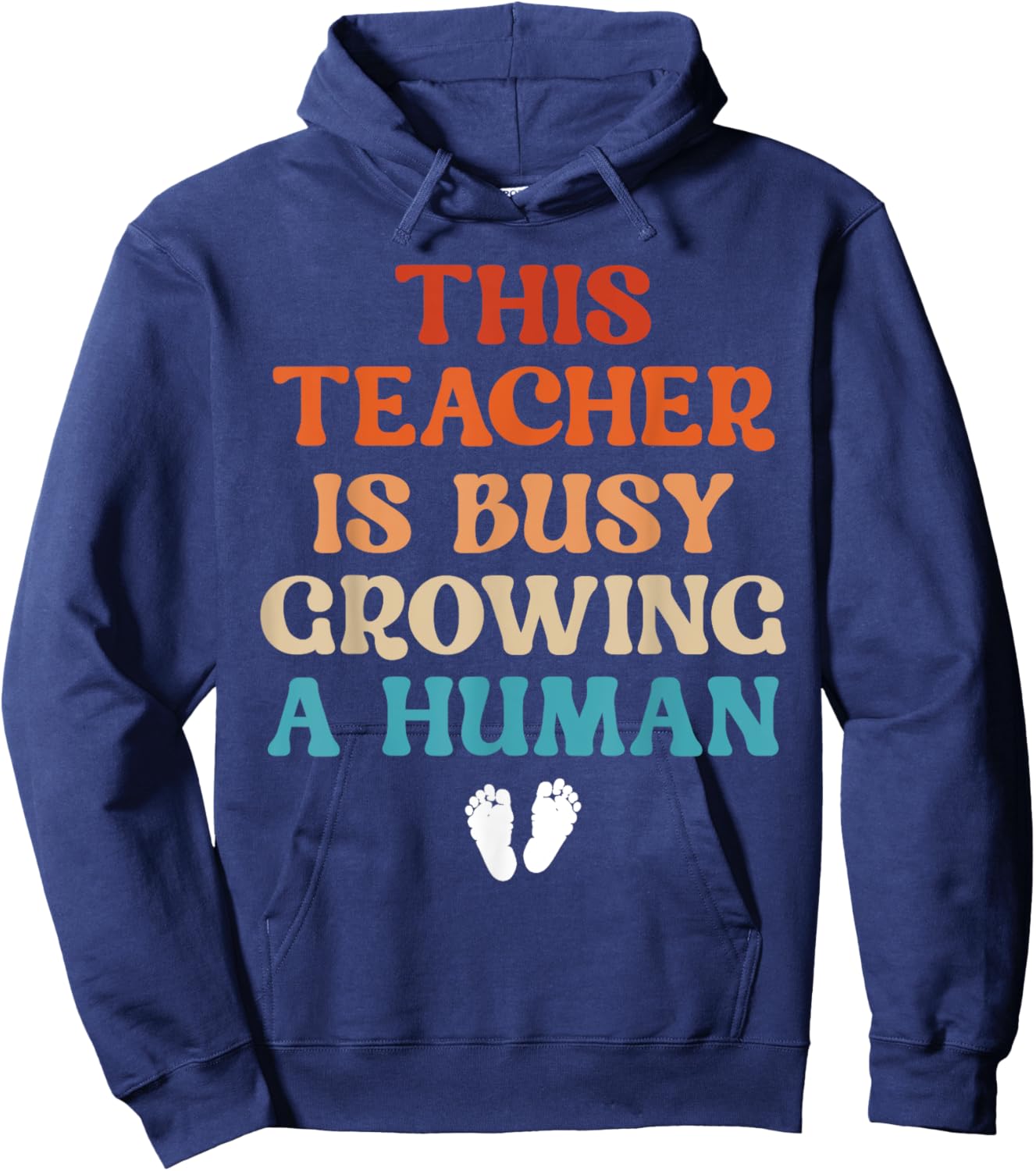 Teacher Pregnancy Announcement Idea Cute Pregnant Teacher Hoodie - Hoodie | Navy