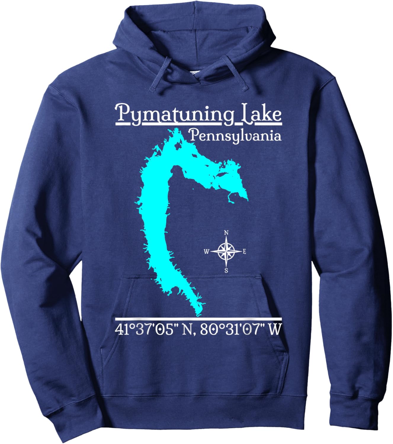 GeoGearCo Pymatuning Lake - Pennsylvania Kids' Black Cotton Hoodie - Hoodie | Navy