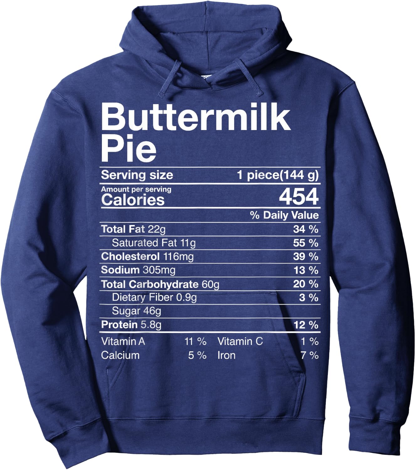 Buttermilk Pie Nutrition Facts Costume Thanksgiving Gift Hoodie - Hoodie | Navy