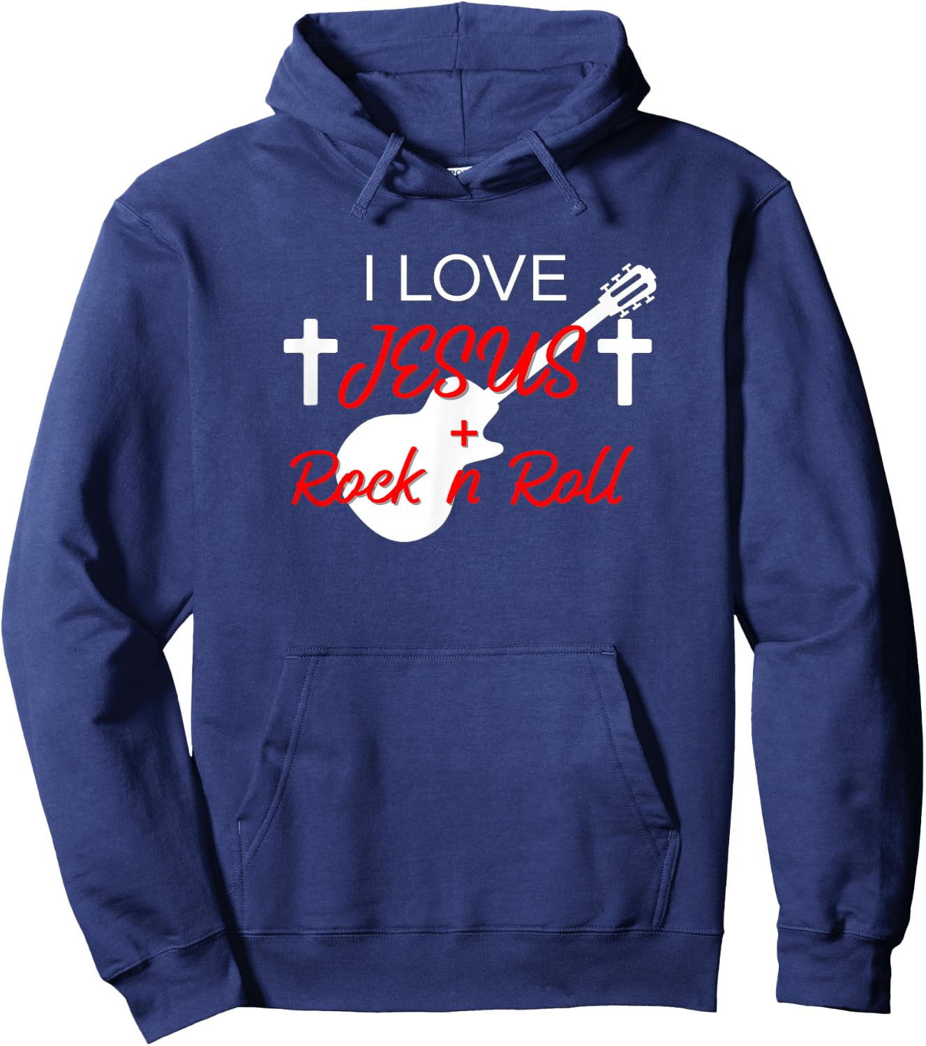 I Love Jesus and Rock n Roll Hoodie - Hoodie | Navy