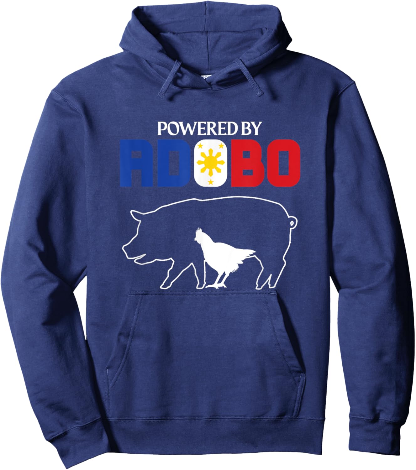 Powered by Adobo Chicken Pork Pinoy Rice Cuisine Philippines Hoodie - Hoodie | Navy